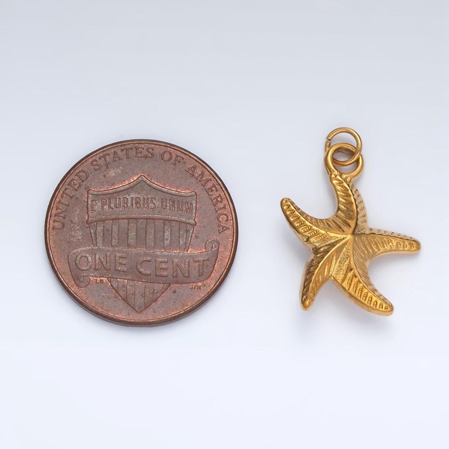Stainless steel strip textured starfish ocean charm | p-1047