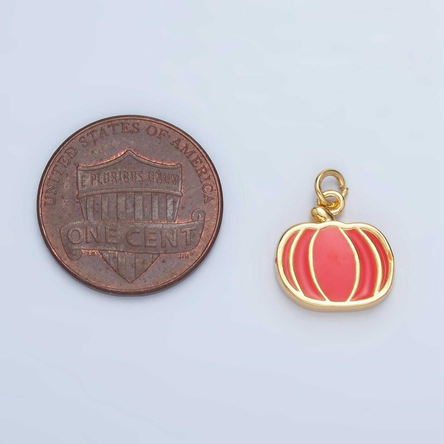 24k gold filled 12mm orange pumpkin charm enamel fruit thanksgiving fall charm inspired for bracelet necklace add-on charm | n927