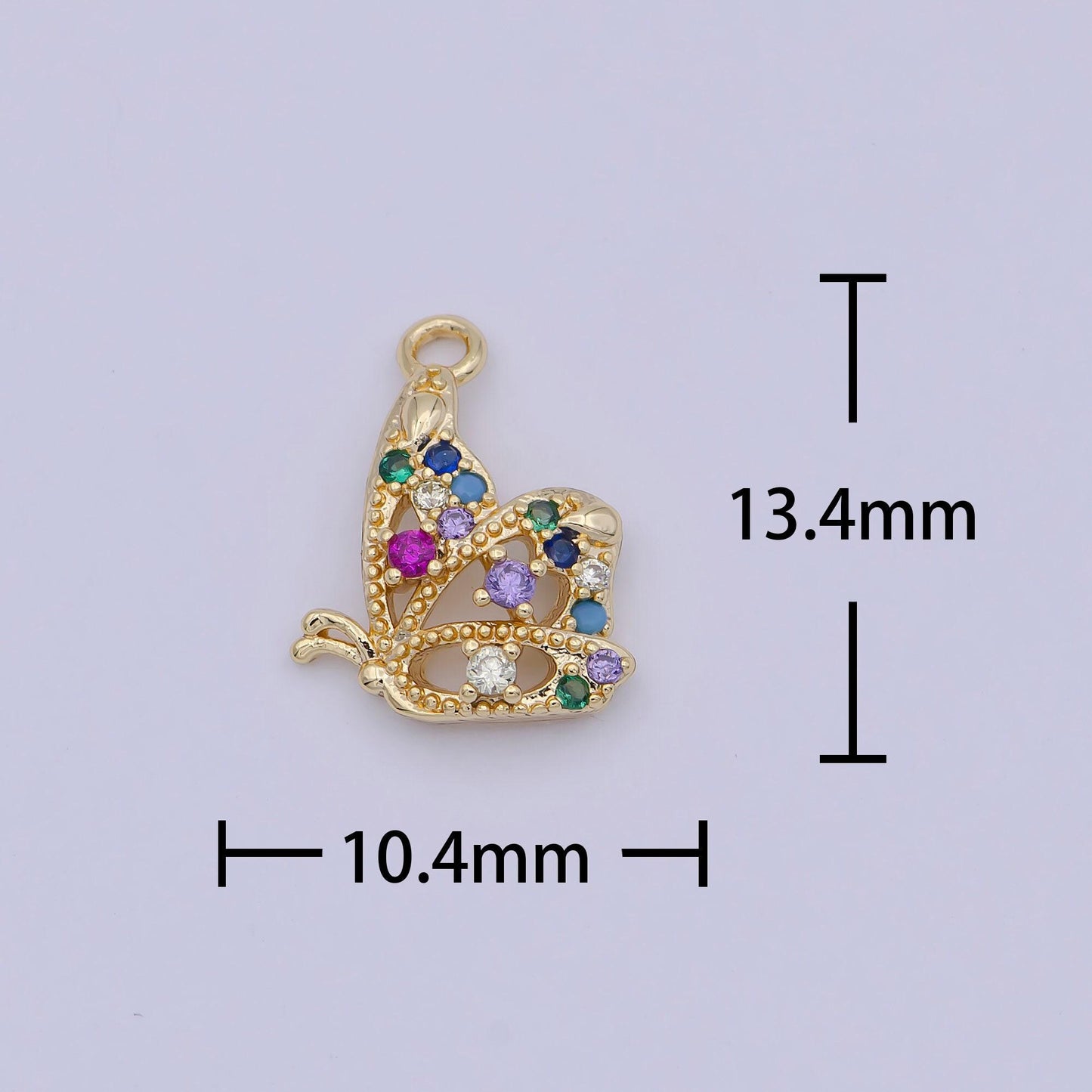 Mini gold butterfly charm with multi color cubic zirconia stone pendant, diy fashion jewelry making supply for necklace bracelet | n-922