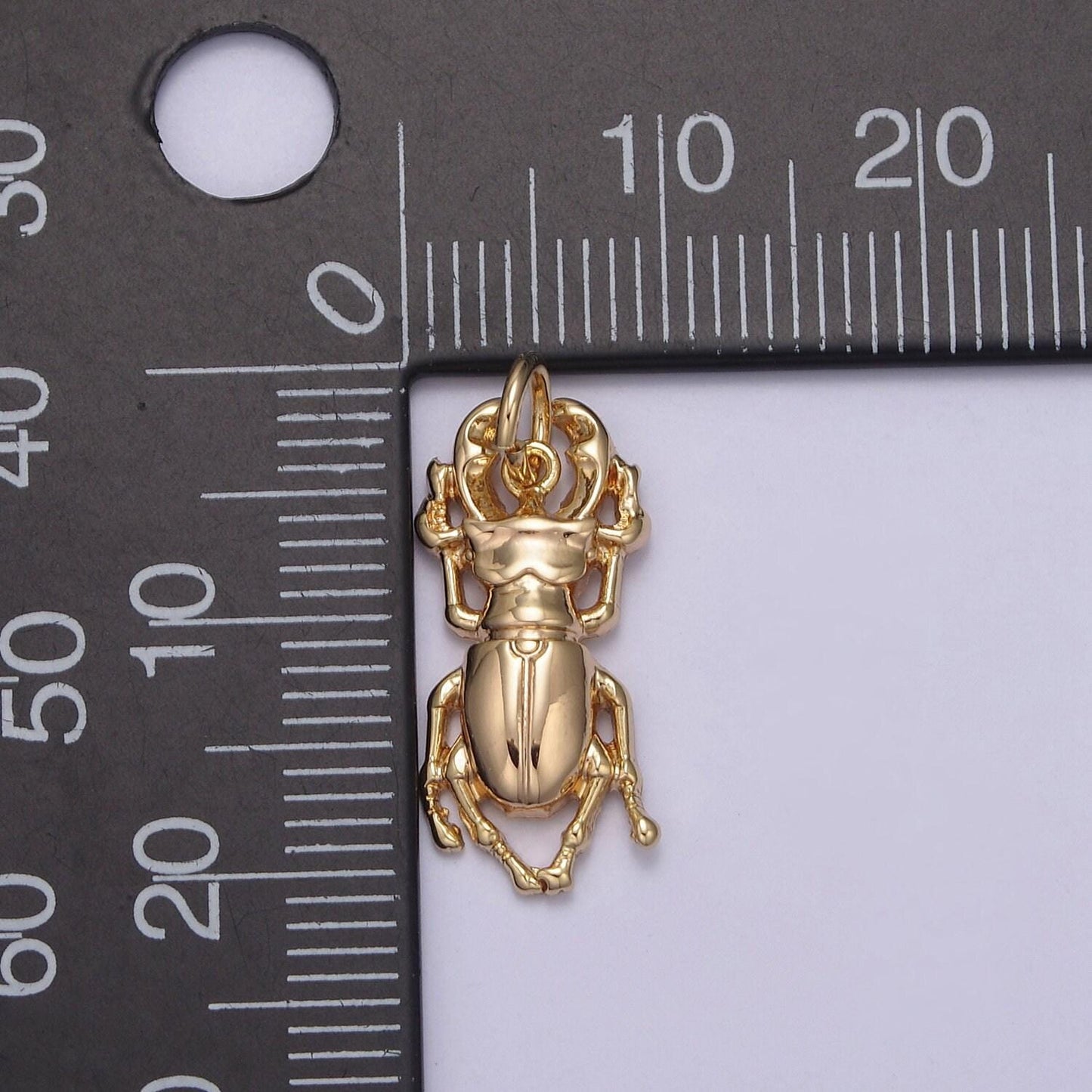 Dainty golden stag beetle charm 24k gold filled small insect pendant tiny animal diy fashion jewelry necklace bracelet earring | n-834
