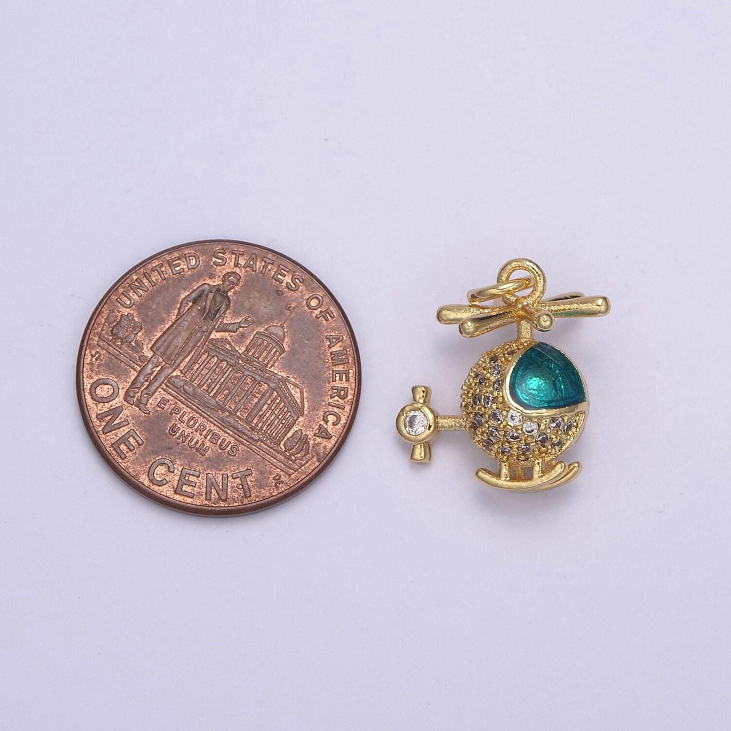 Gold helicopter charm necklace - helicopter pendant - chopper whirlybird jewelry making n-710