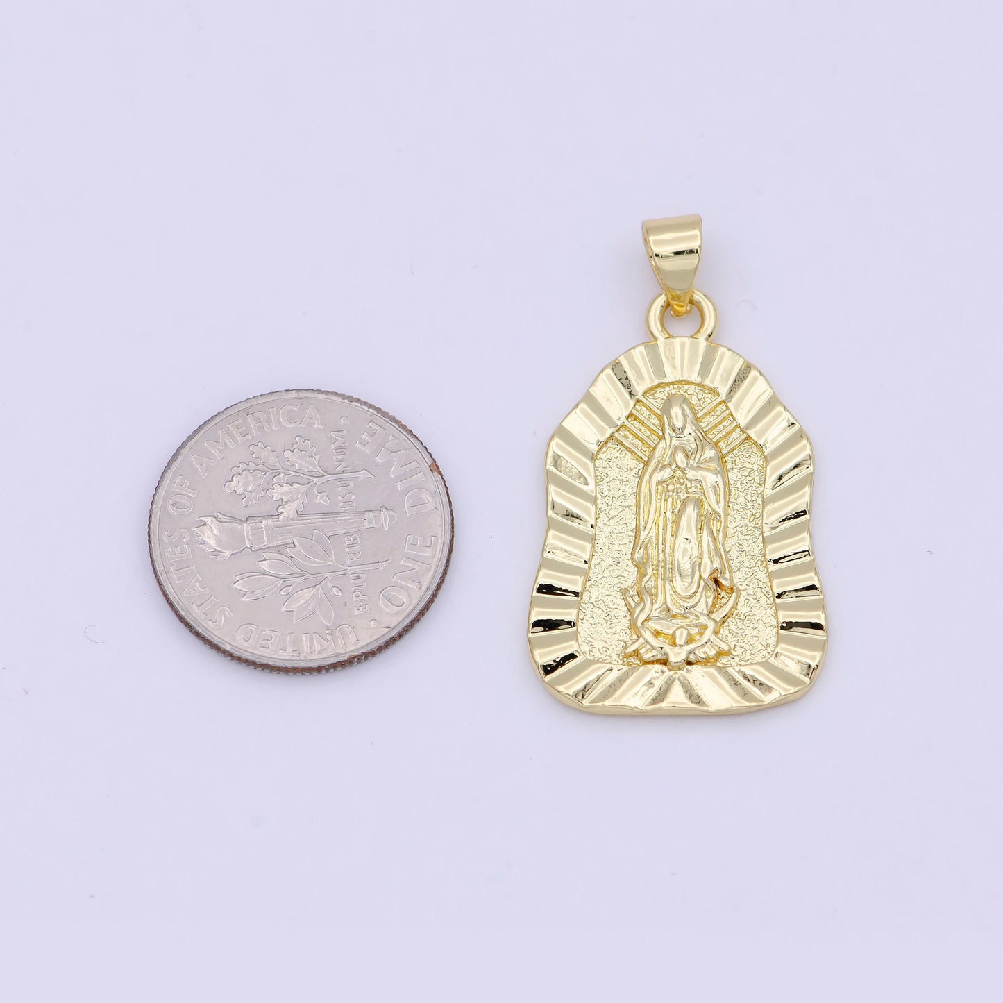 Dainty gold lady guadalupe charm virgin mary pendant n-624