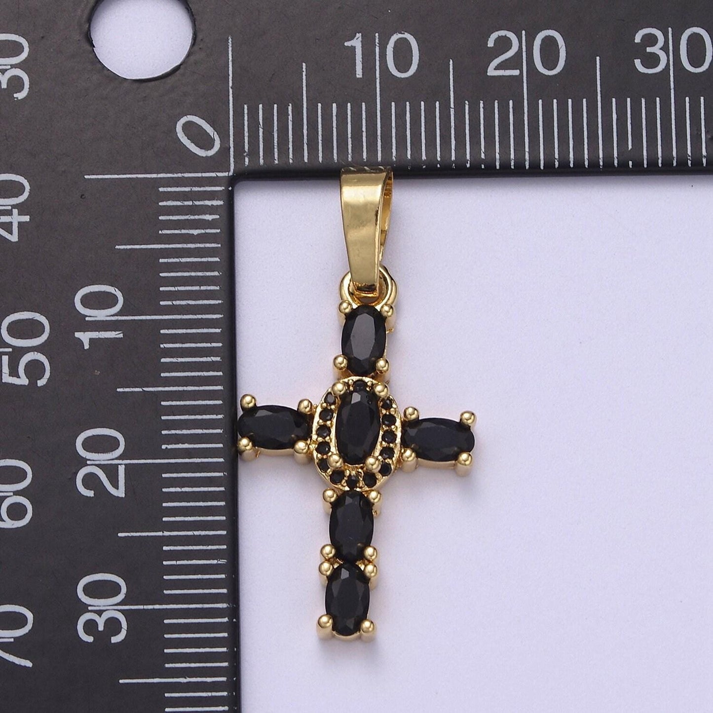 Dainty cz paved cross pendant 24k gold filled | 6 color variants | religious diy charm supply for bracelet necklace earring | i-031 n-537