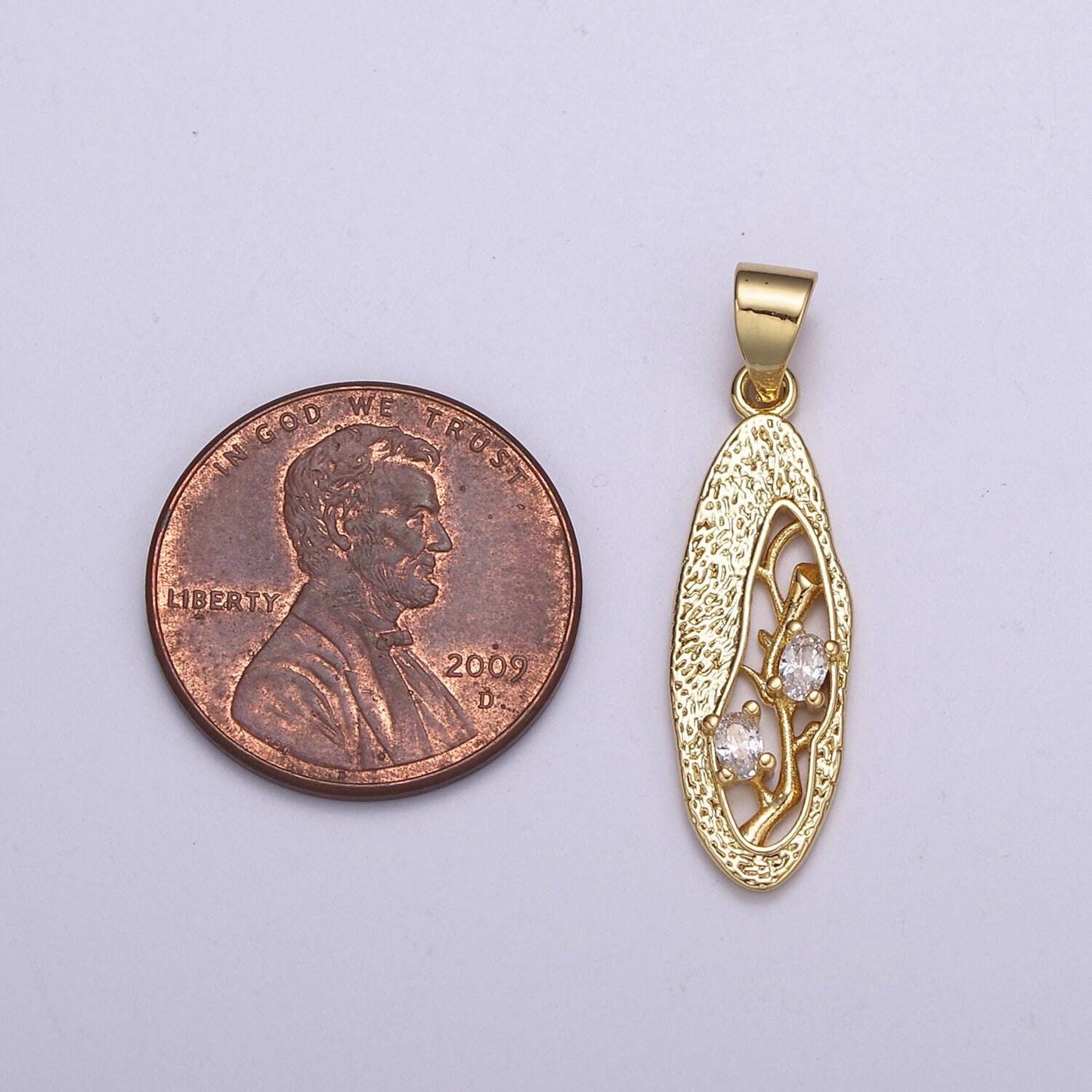 Dainty woods branche tree charm rustic oval pendant for necklace supply