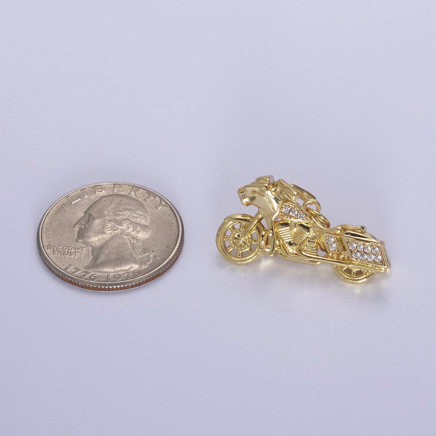 Gold motorcycle charm 3d motorcycle pendant, biker charm, detailed motorcycle pendant n-648