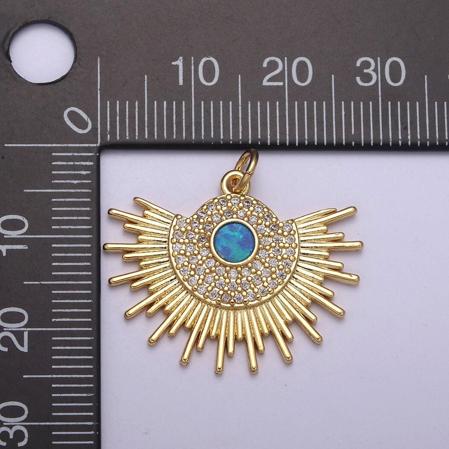 Opal gold sun charm, sunbeam charm sunshine, sunburst, sun pendant, bohemian jewelry inspired n-252 / n-253