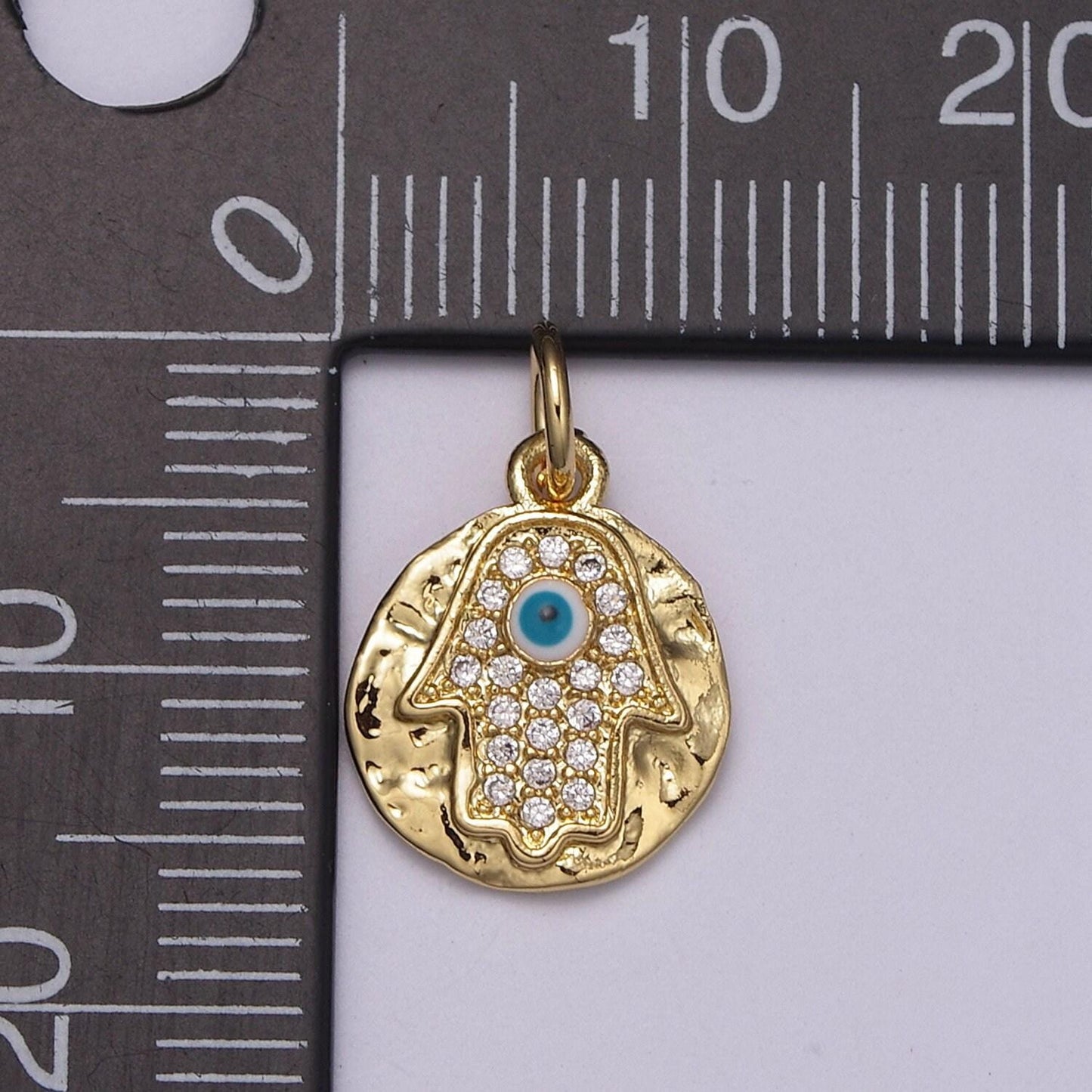 1pc gold micro pave cz hamsa pendant charm, universe protective micro pave cz pendant charm, dainty enamel in torquoise color jewelry, n-238