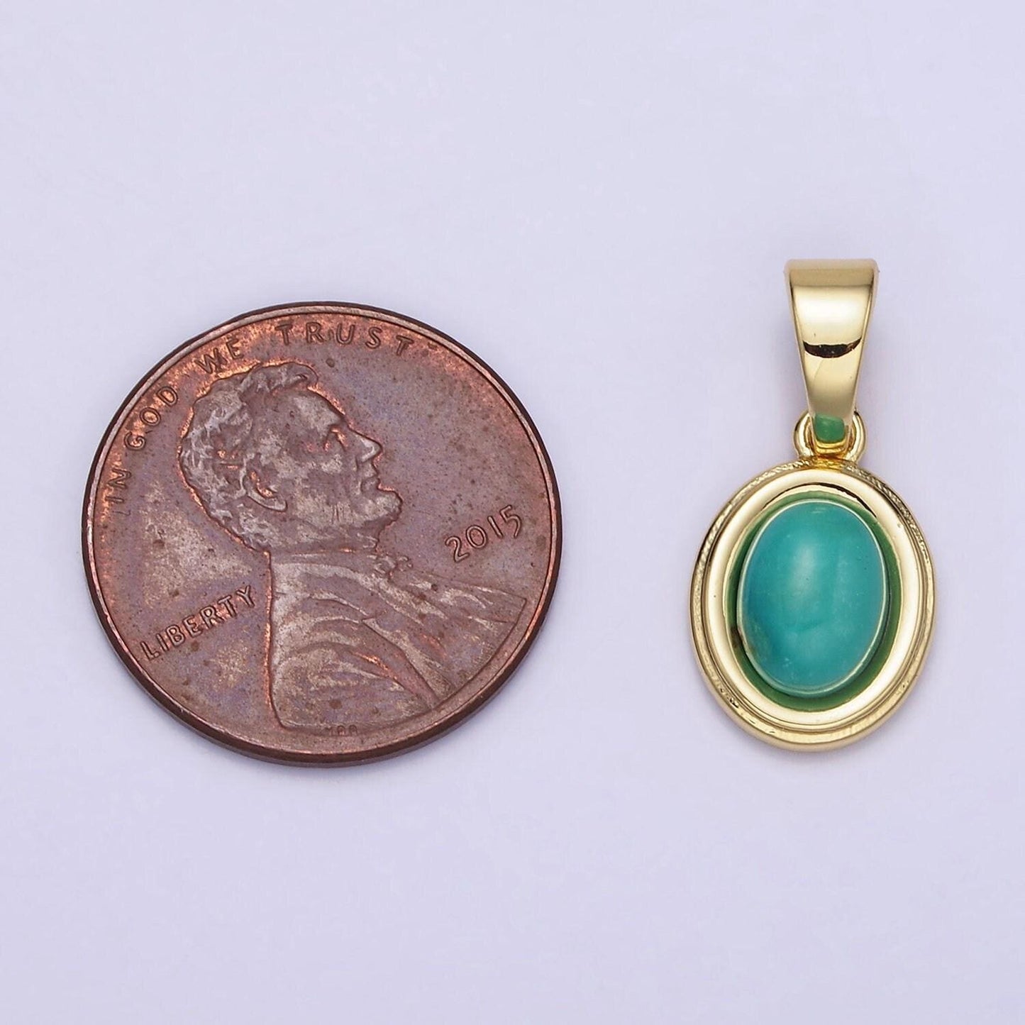 14k gold filled turquoise opal bezel oval pendant | n-1850