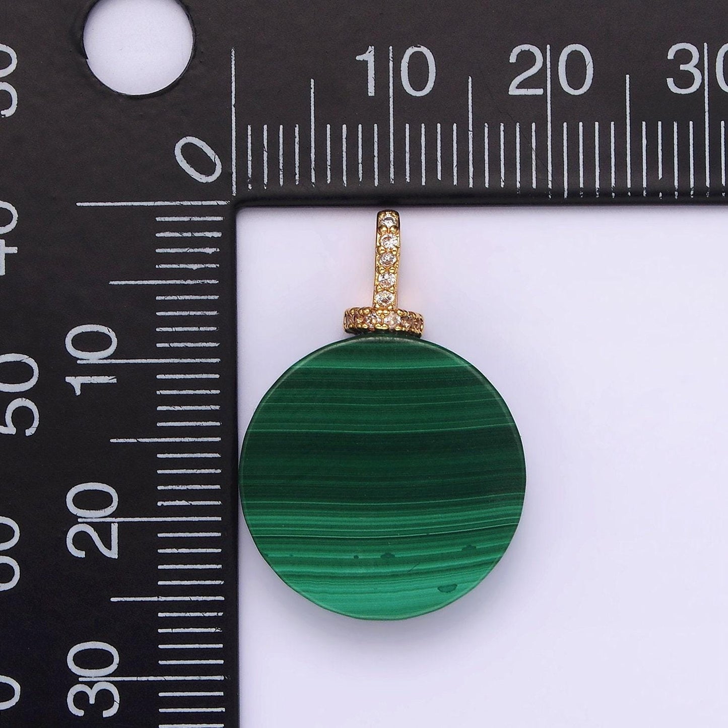 Green malachite circle disc pendant necklace for diy jewelry making supply n-1842