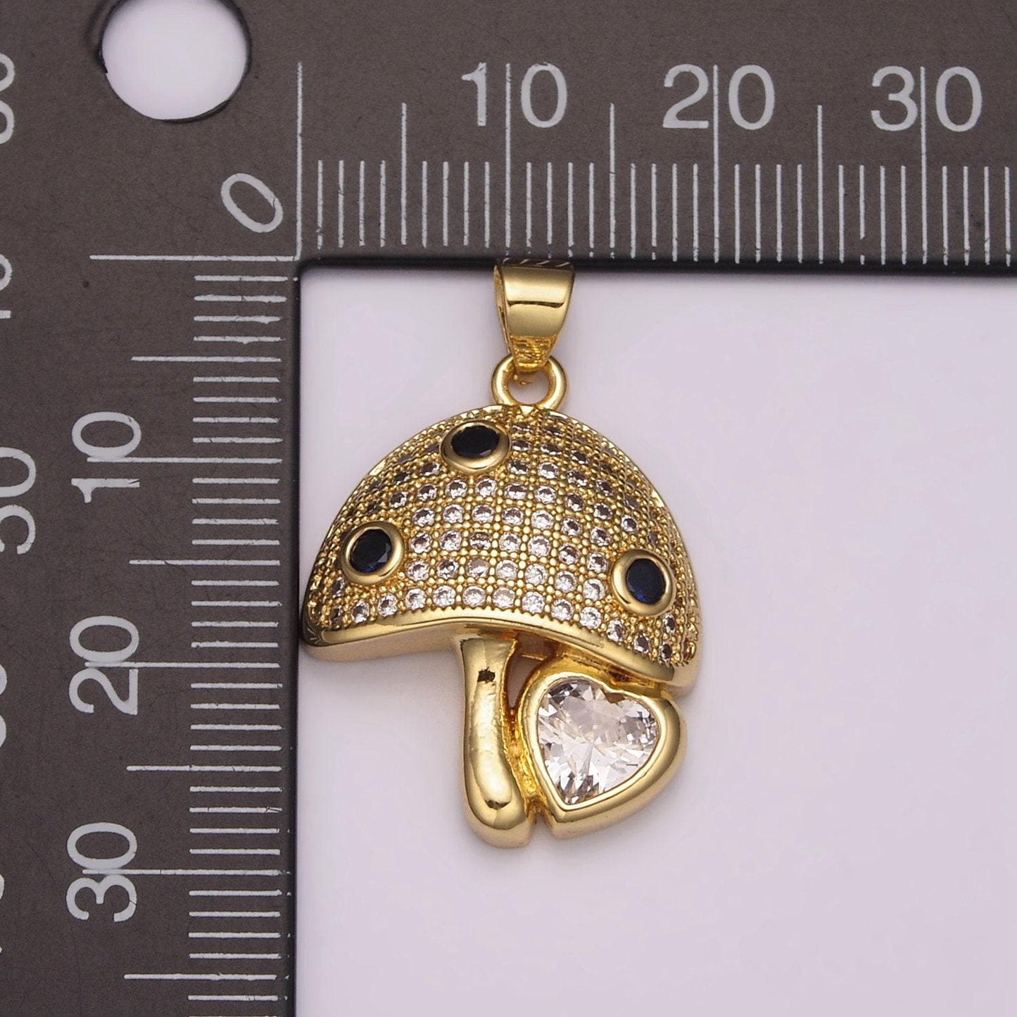 24k gold filled micro pave cz mushroom pendant charm dainty cz magic mushroom pendant charm add on pendant, n-1484