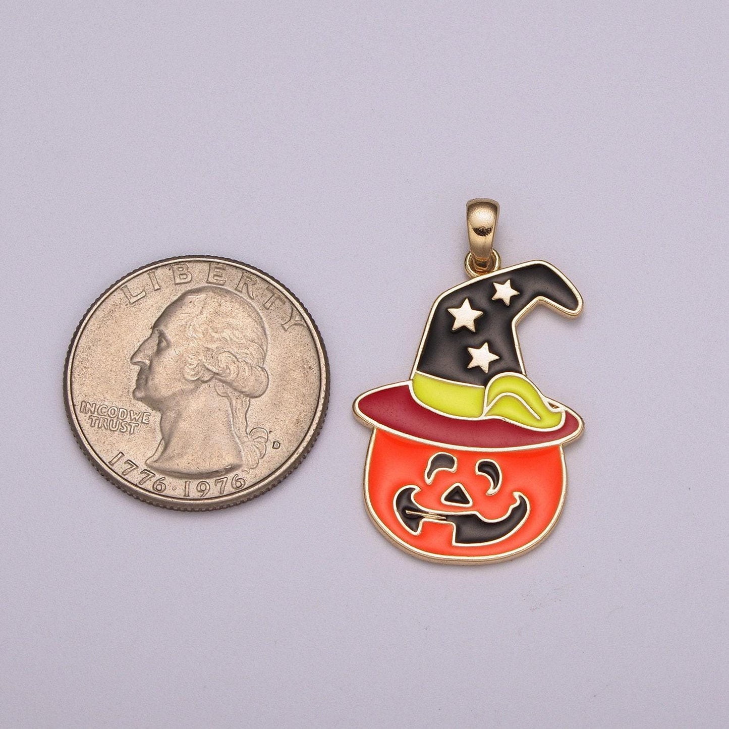 Halloween jack o lantern pumpkin charm, witch hat charms, enamel charm for necklace scary funny halloween inspired