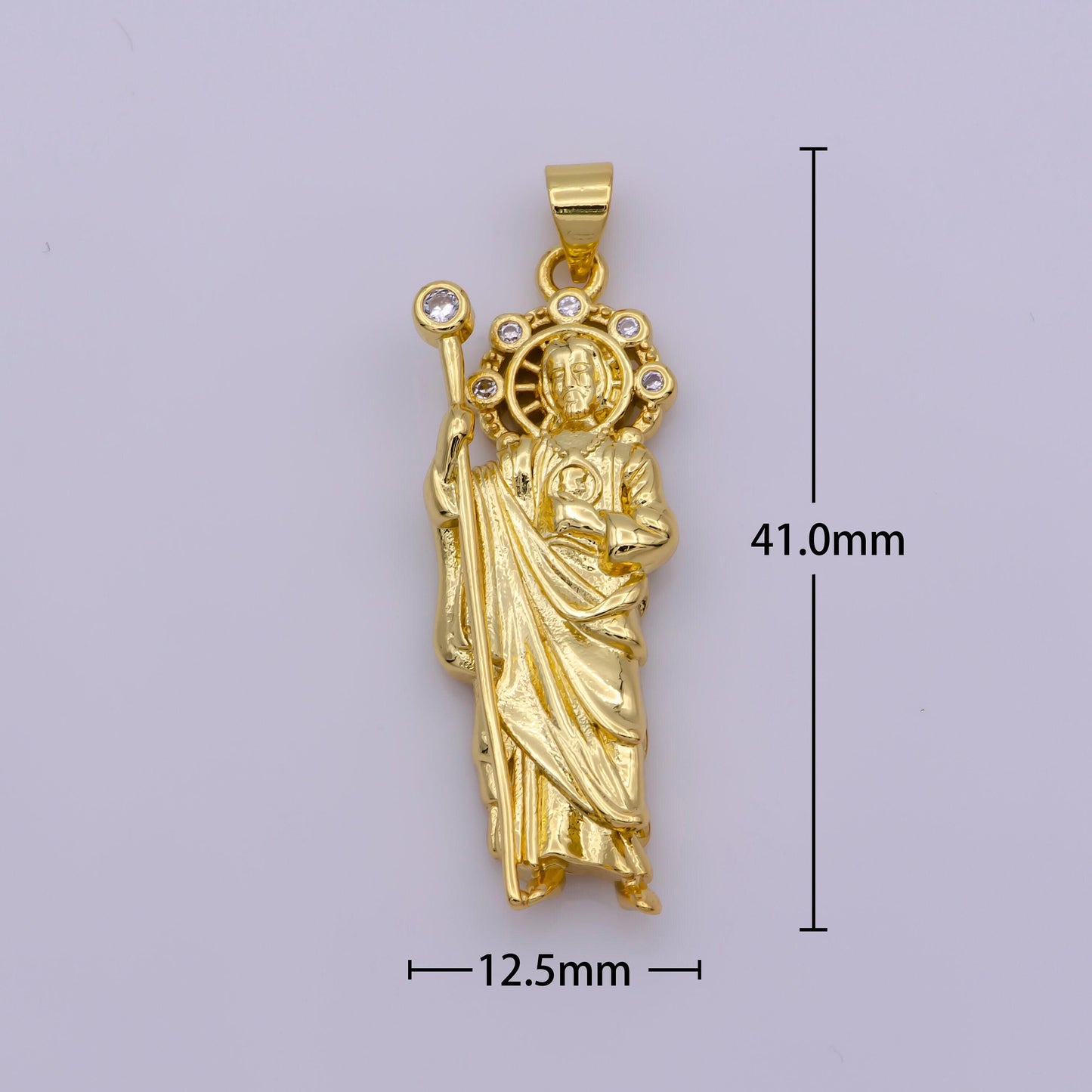 Silver saint jude charm necklace, gold filled st jude pendant, religious jewelry protection for necklace rosary component supply, n-1340