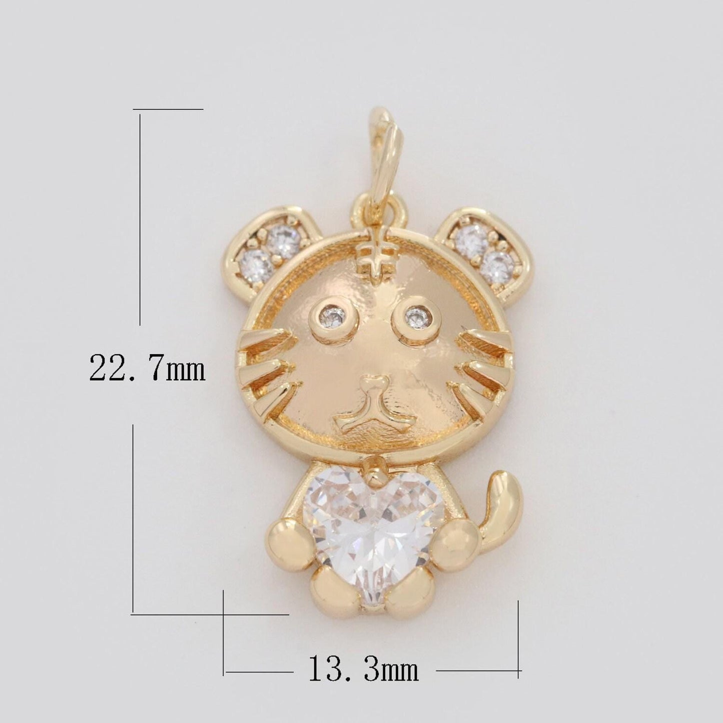 Dainty gold tiger charm for neklace bracelet earring kids jewelry making supply cute animal charm add on charm