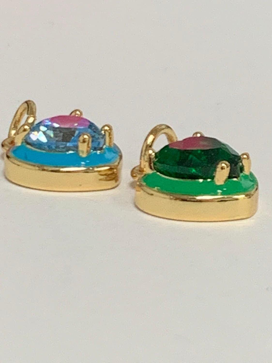 Mini gold heart cubic charms, enamel frame love charm, cz charm ,gold love lock charm relationship jewelry inspired, 2269