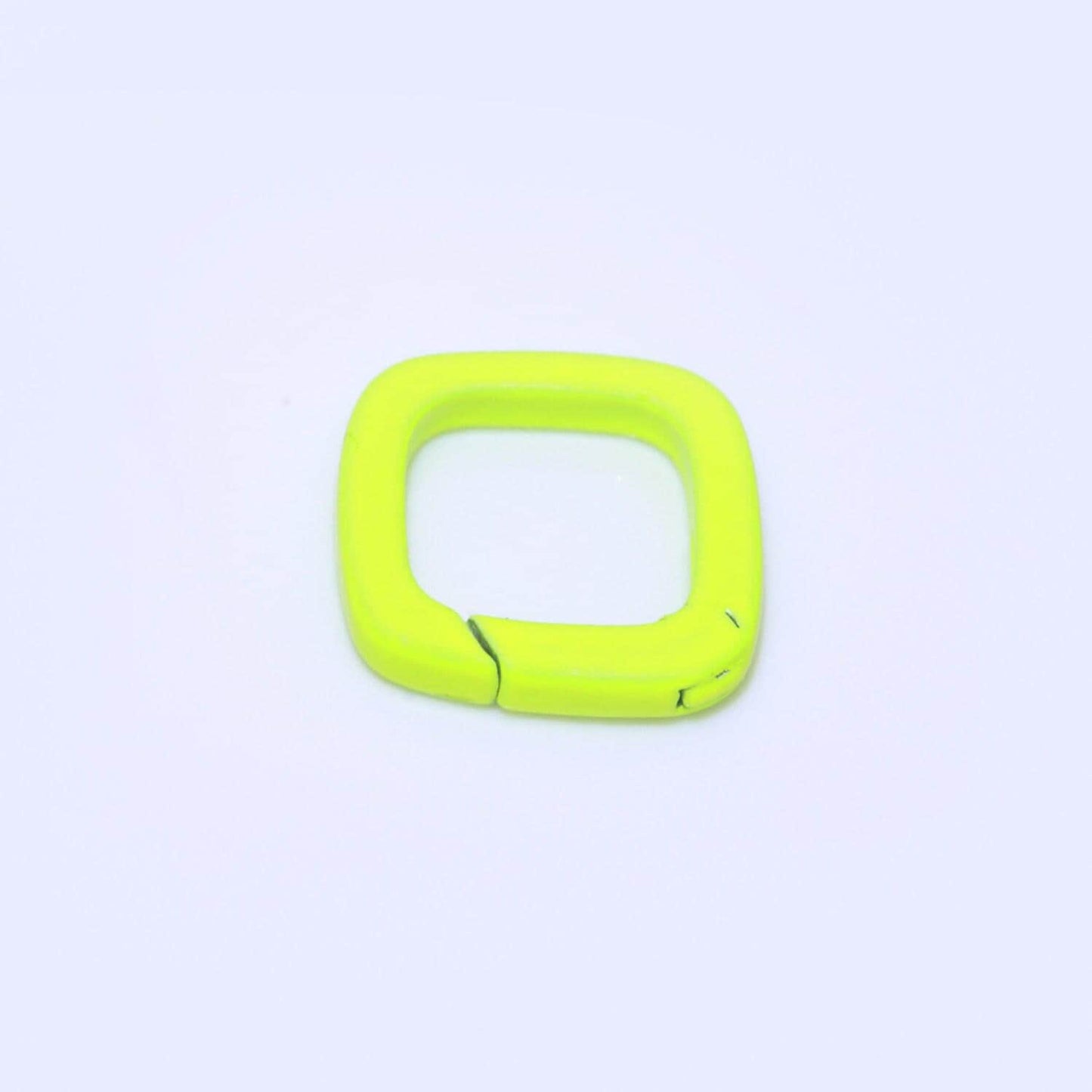 Dainty enamel spring gate ring, push gate ring, 12mm square ring, charm holder pink green red clasp for link connector clasp