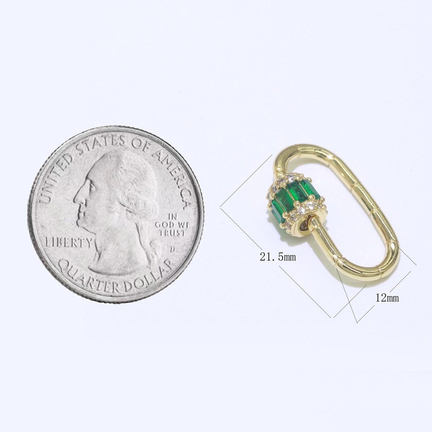 1pc carabiner screw clasp cubic zirconia fancy interlocking clasp, pave oval shaped clasps, gold fancy glass supp-1195