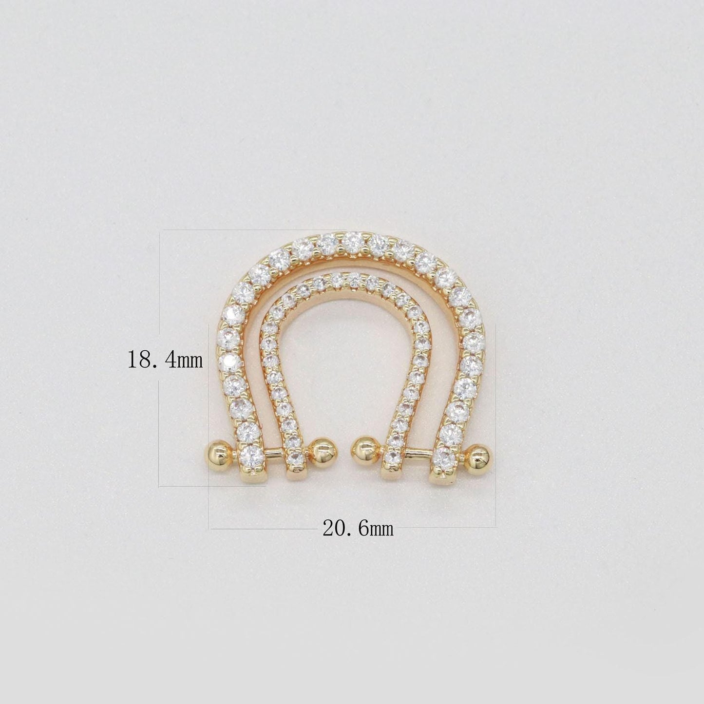 Micro pave gold rainbow shape charm for necklace pendant cubic zirconia harp charm pendant connector l-333