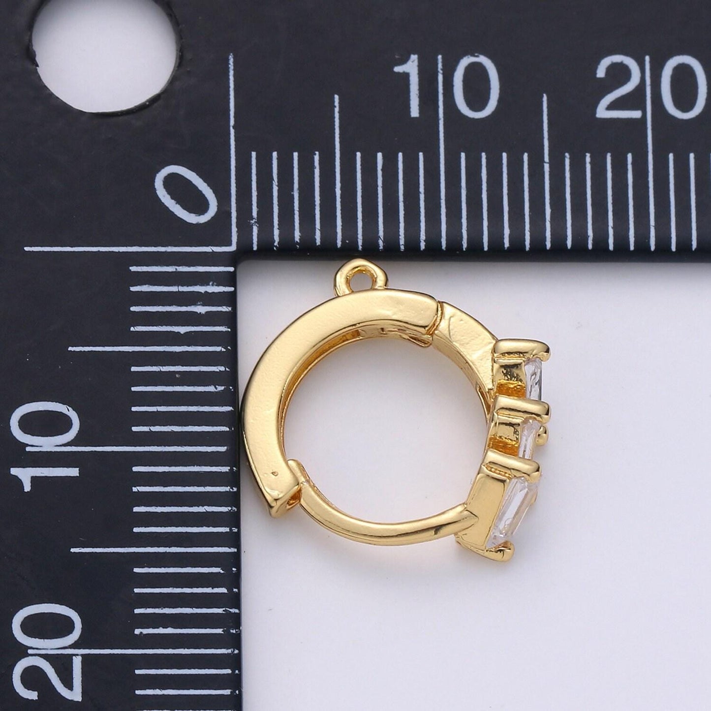 Elegant gold huggie hoop earrings, 14k gold filled clear micro paved cz baguette stones huggie hoop earrings | k-834