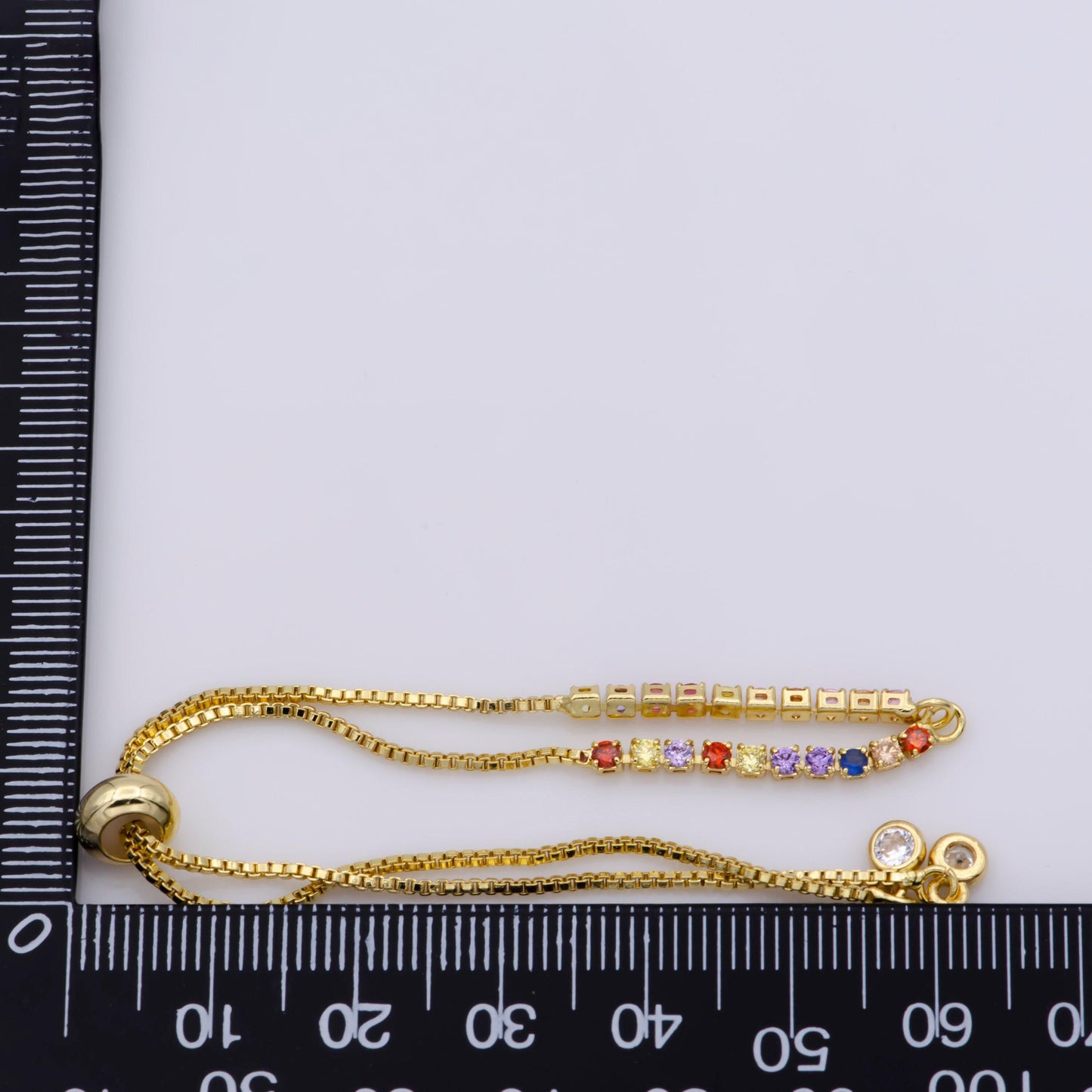 Adjustable gold filled bracelet half semi finished with rubber stopper bolo bracelets tennis bracelet box chain wholesale 1pc / 10pcs, k-508