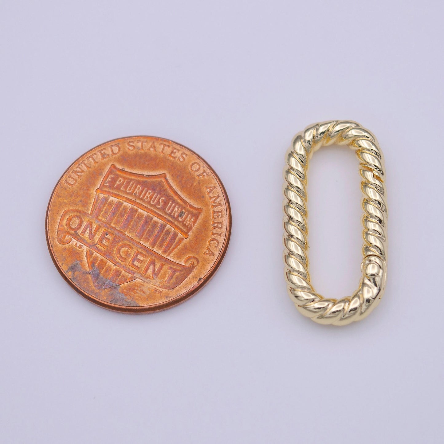 Dainty twisted rope oval gold push gate ring, 21.7x10.6mm oval twisted rope ring charm holder enahanced link for jewelry supply k-221