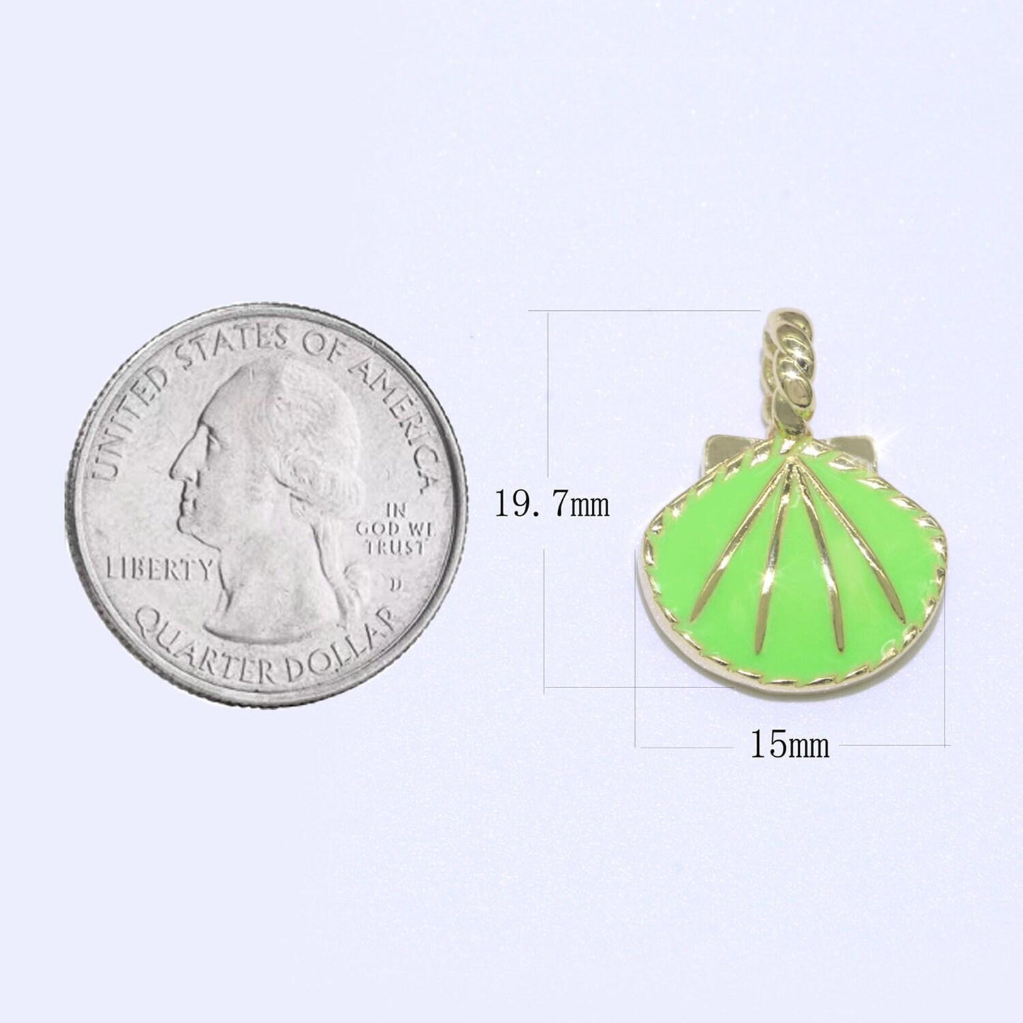 Dainty enamel sea shell charm, seashell charm, oyster necklace pendant, under the sea beach jewelry inspired pink green orange purple charm