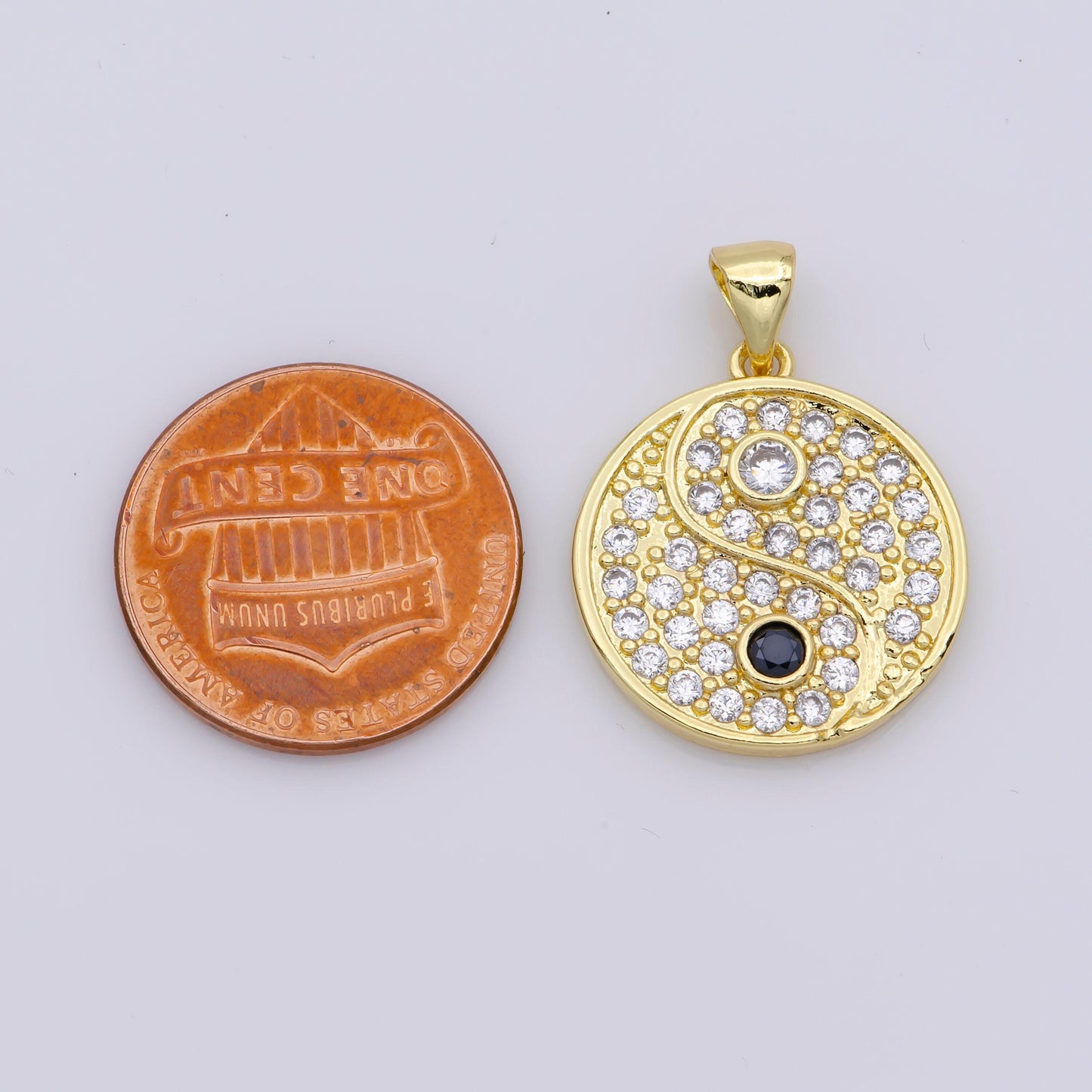 14k gold filled yin yang dainty pendant, micro pave yinyang charm for necklace bracelet earring j-930