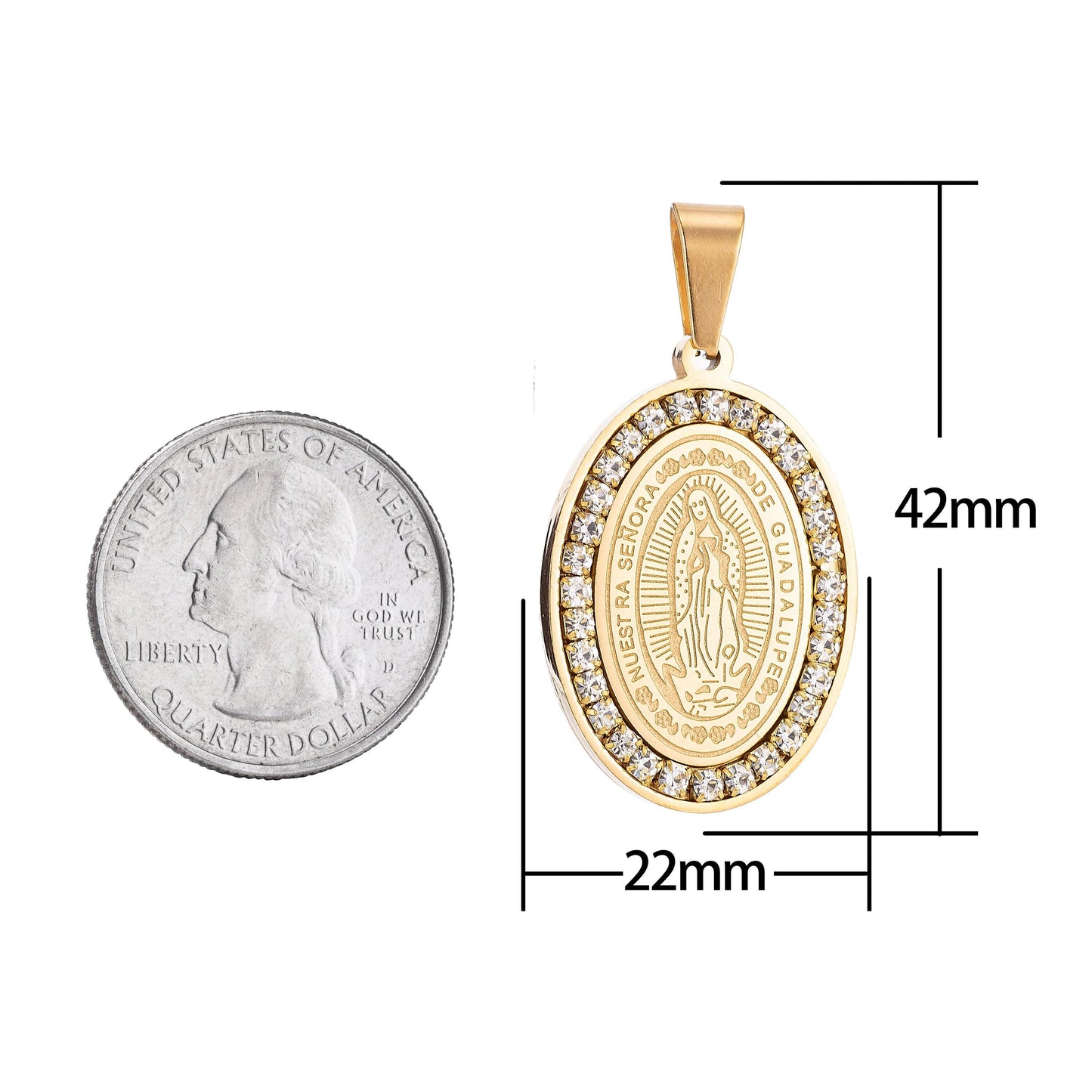 1pc 24k gold micro pave lady guadalupe charm, cubic zirconia virgin mary pendant charm, charm, for diy jewelry, pdss-43