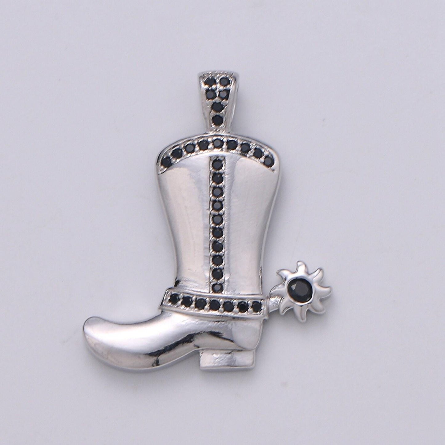 Wholesale gold-filled gold/silver cowboy boot pendant charm with black rhinestones, pendant for necklace bracelet anklet making j-154 j-155