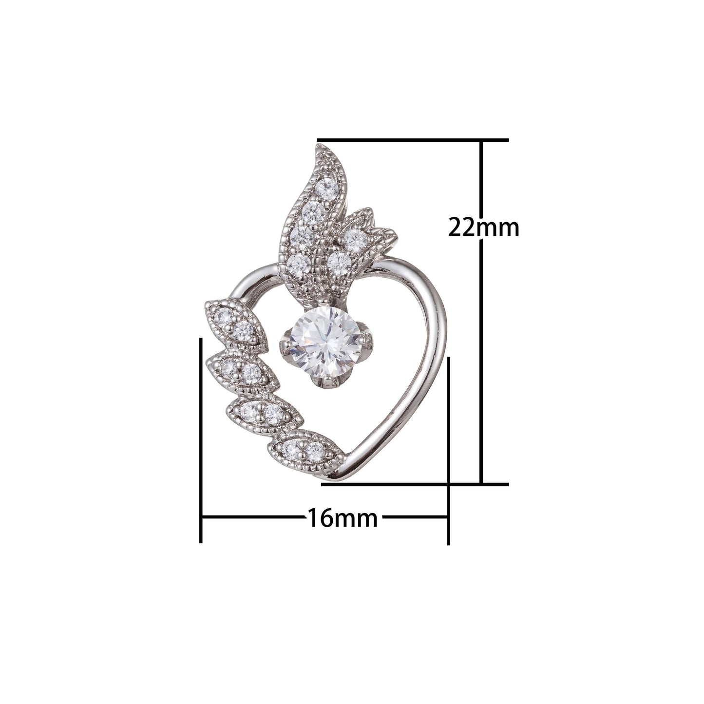 Silver cubic zirconial heart pendants i-478