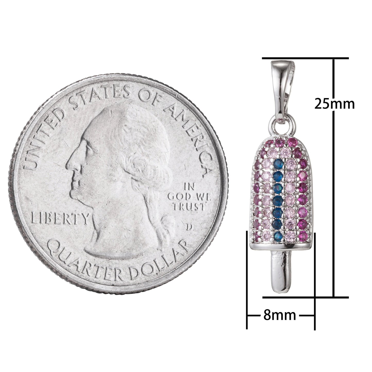 1pc 18k gold micro pave cz popsicle pendant charm, ice pop pendant charm, desert pendant, for diy jewelry making,pd-1365