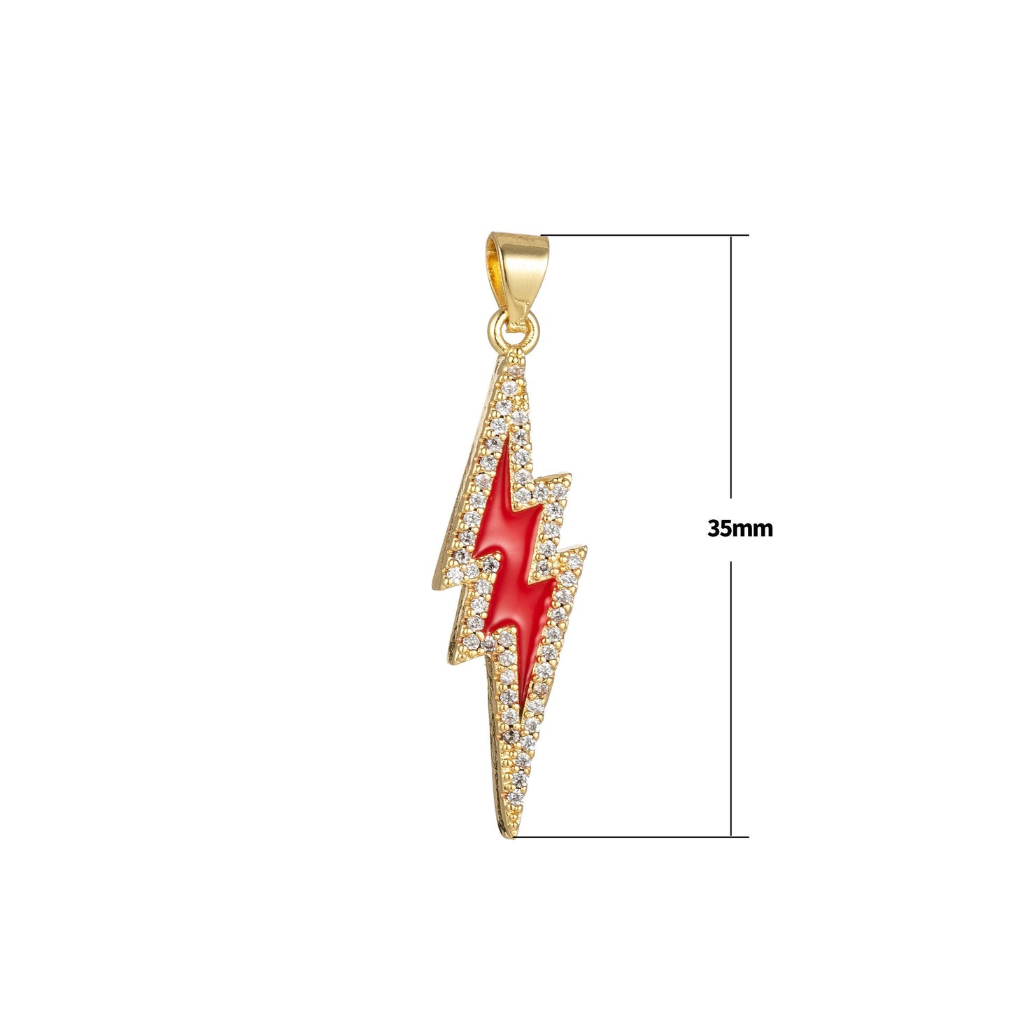 Enamel lighting gold micro pave charm lightning bolt pendant, statement bold bolt, wizard charm, thunder pendant for necklace