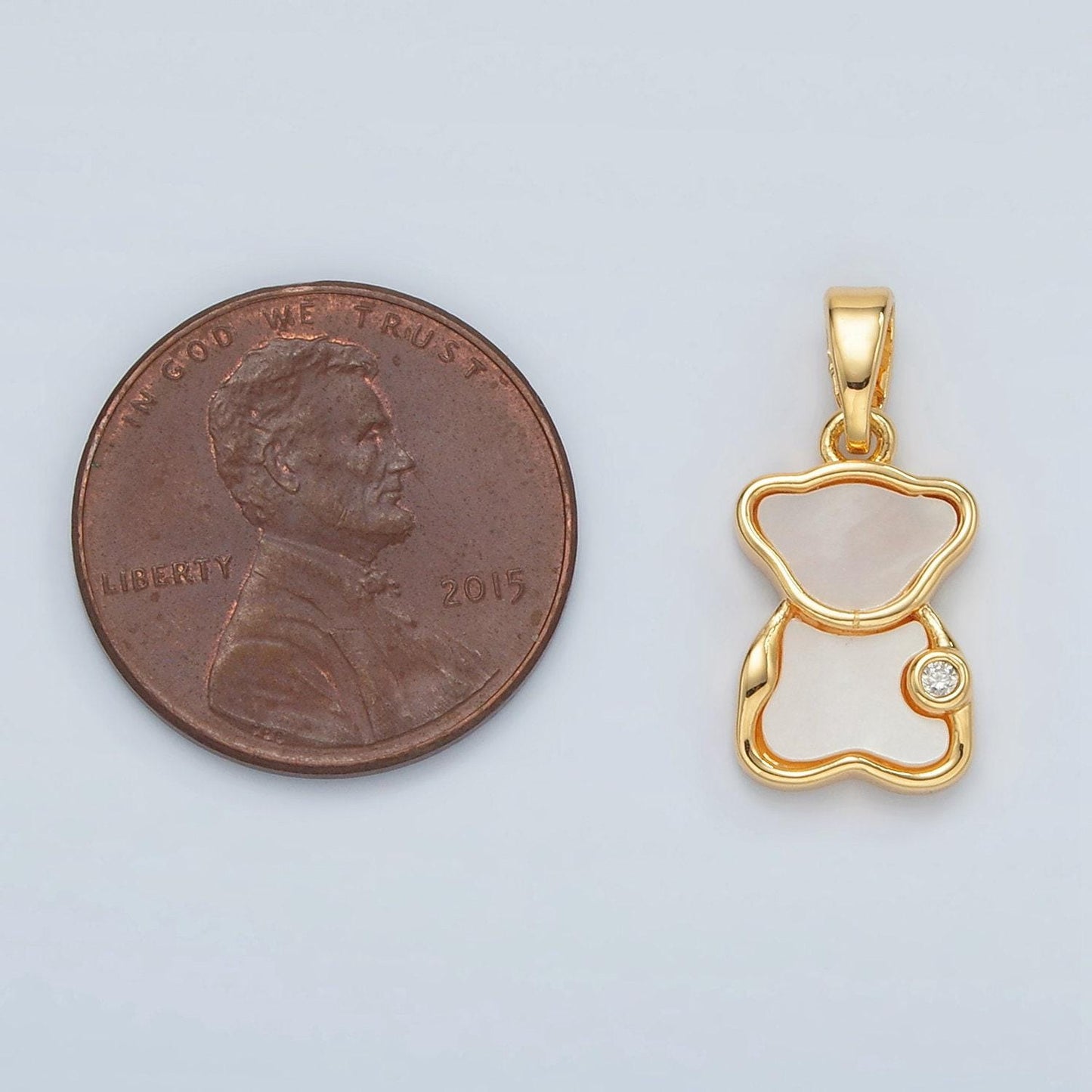 24k gold filled shell pearl charm teddy bear charms pendant for bracelet necklace earring charm h723