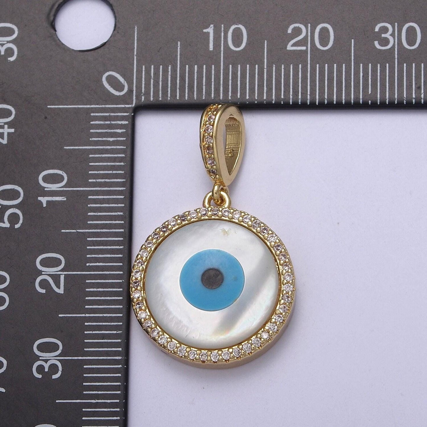 Evil eye charm micro pave cz round pendant, 24k gold filled eye protection charm for bracelet necklace pendant findings for jewelry making