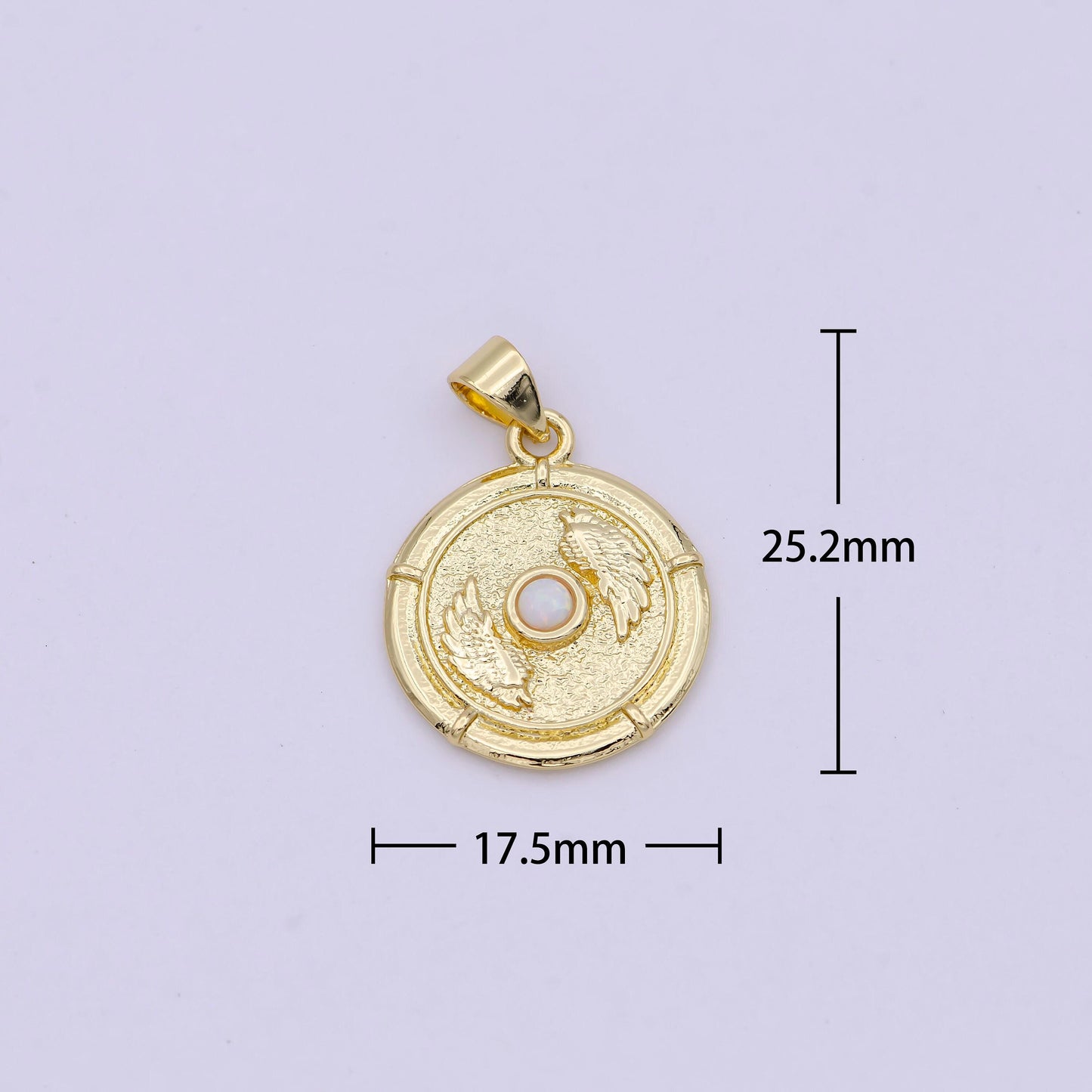 Dainty gold filled winged medallion white / blue opal centerpiece, angel wing pendant charm for necklace bracelet supply h-557 h-560