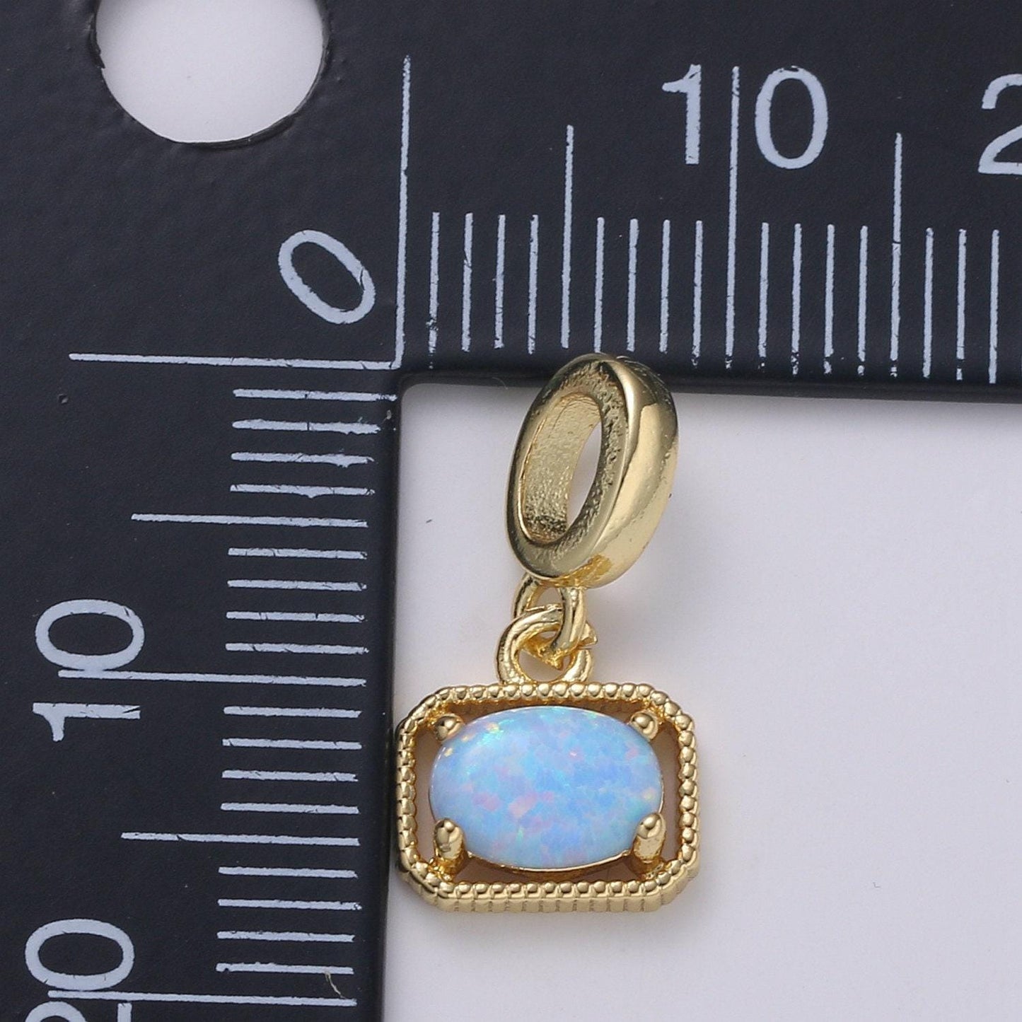 Mini octagon opal charm, dainty gold charm dainty charm bracelet earring necklace supplies, jewelry making, pdgf 2179