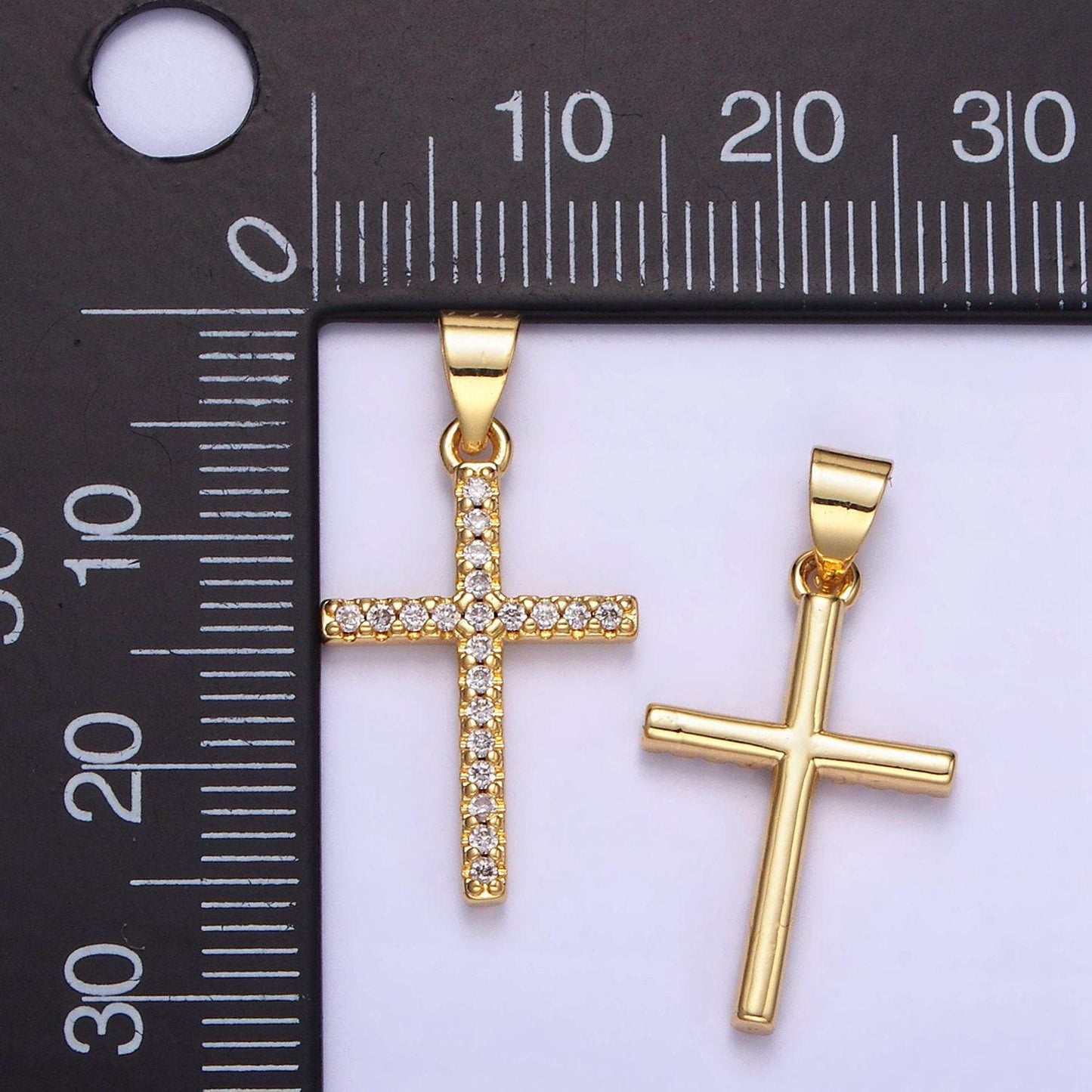 Micro pave cubic cross 24k gold filled pendant, cz 24k pendant, bracelet charm, necklace pendant, 24k gold jewelry h-392