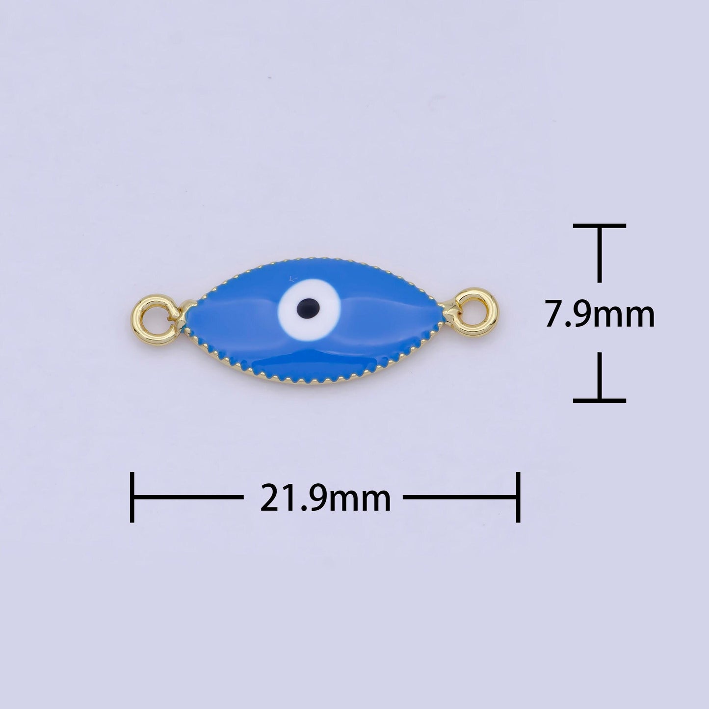 24k gold protection eye of ra link connector, white blue enamel evil eye pendant necklace charm connector for jewelry making | g-921, g-922