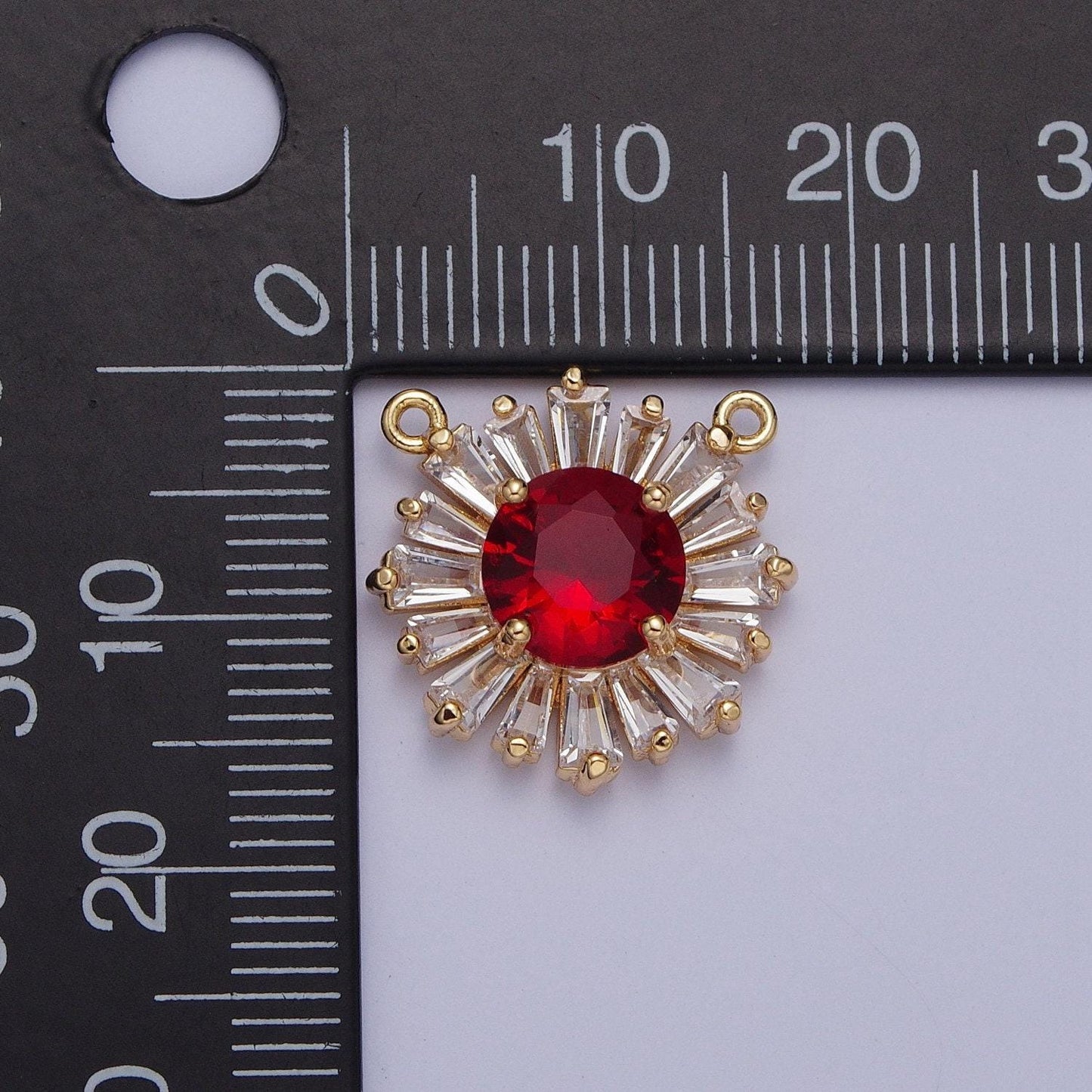 24k gold plated micro pave cubic zirconia cz crystals round sunburst baguette stones bracelet link connector | g-534~g-538