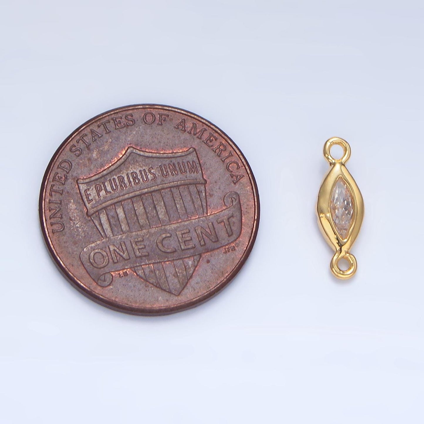Mini marquise clear cz 24k gold filled charm connector | f-667