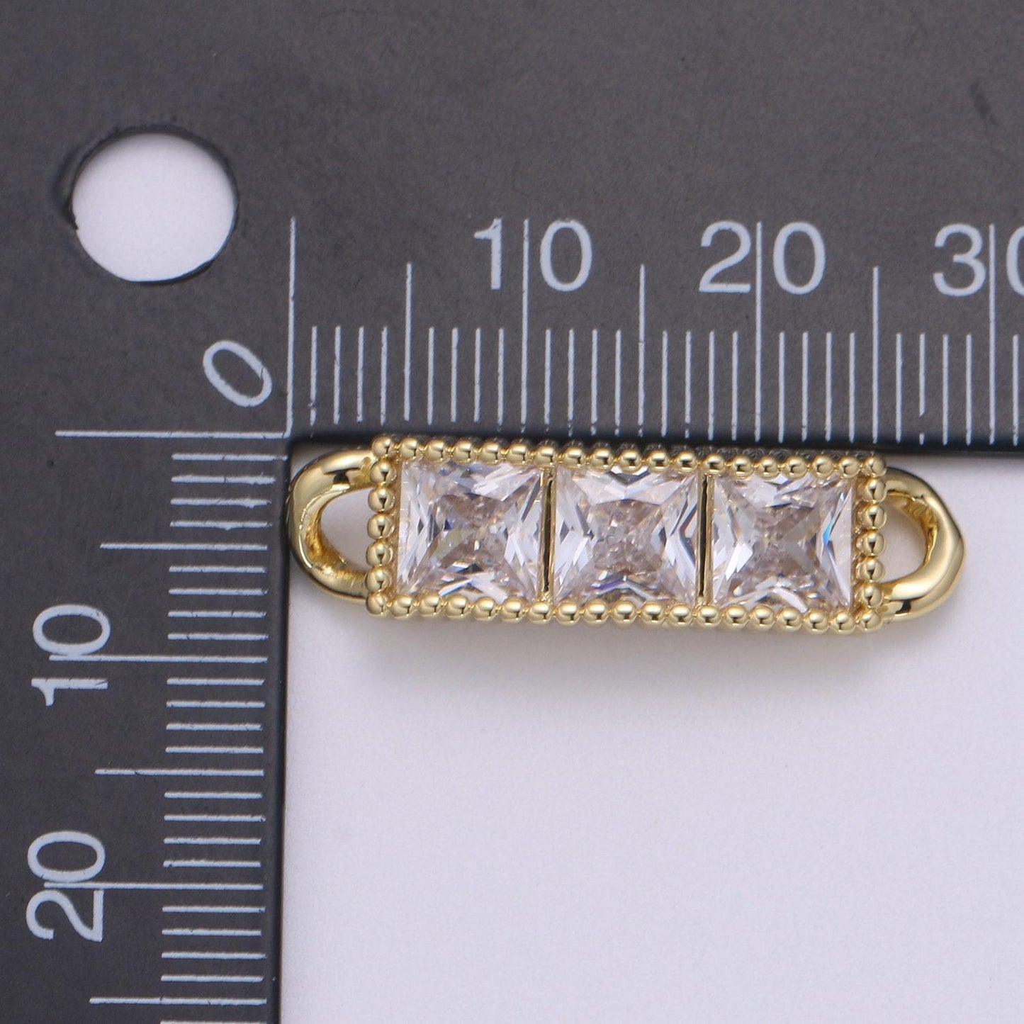 14k gold cz paved connectors, charm cubic micro paved, rows of diamond cut cz jewelry craft supply, diy bracelet & neckalace,cogf-643