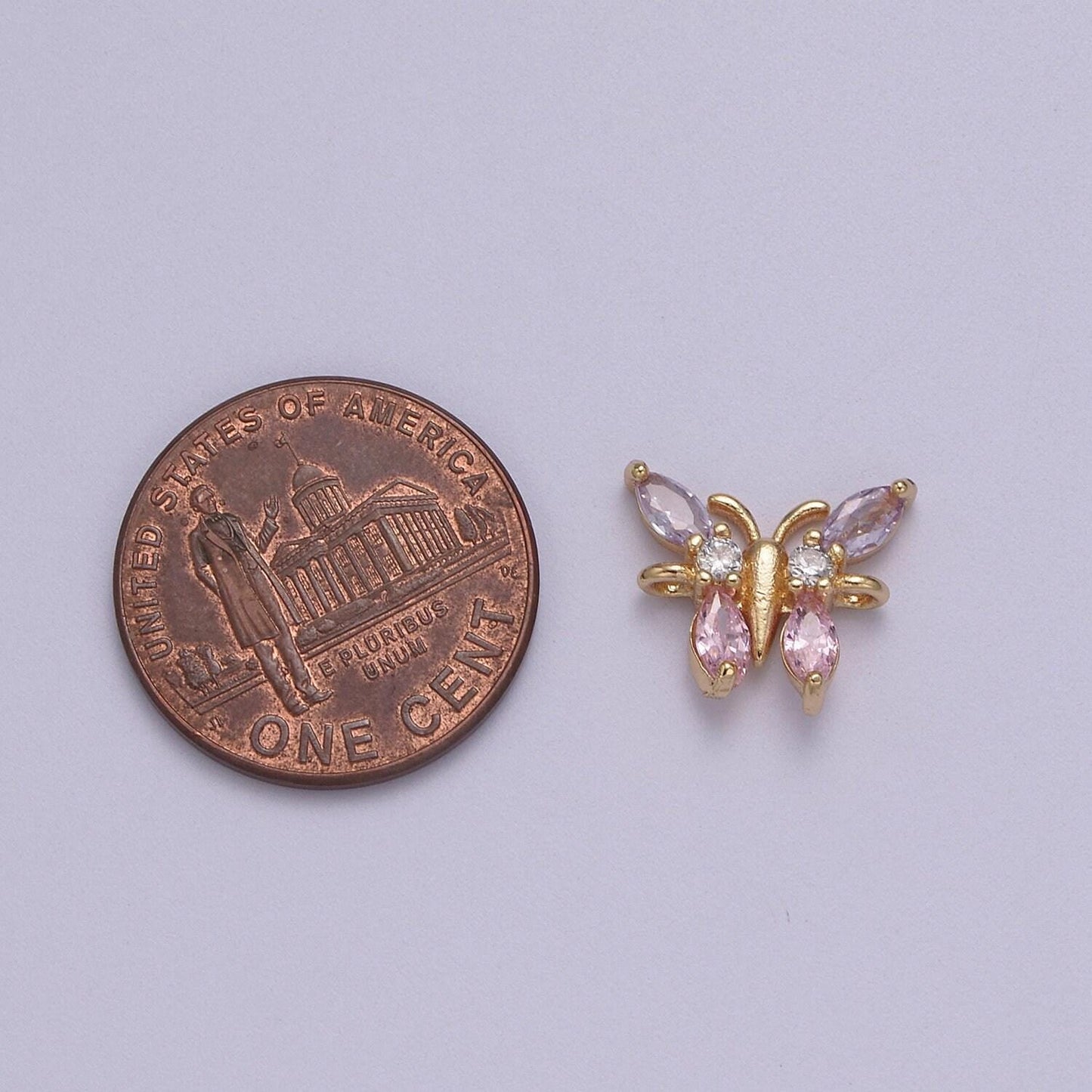 Mini cz gold butterfly charm connector for minimalist jewelry necklace bracelet component two hole charm | f-161