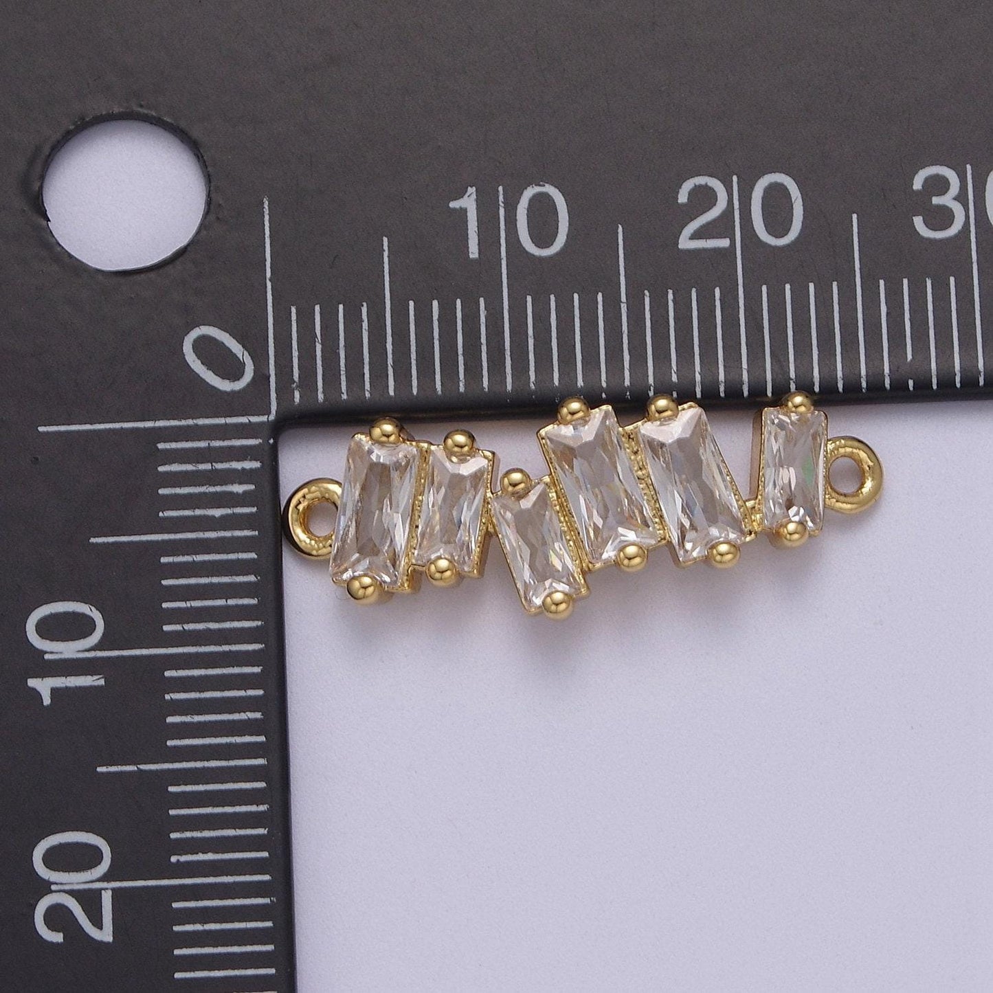Clear cz micro pave charm connector wavy line connector baguette cluster link connector f-054