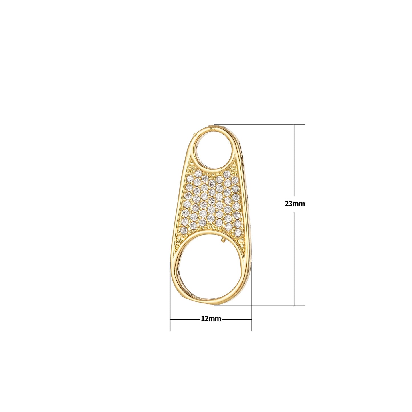 Micro pave zipper pull tab with cz cubic zirconia stones for wholesale necklace jewelry supplies & findings charm pendant component e819