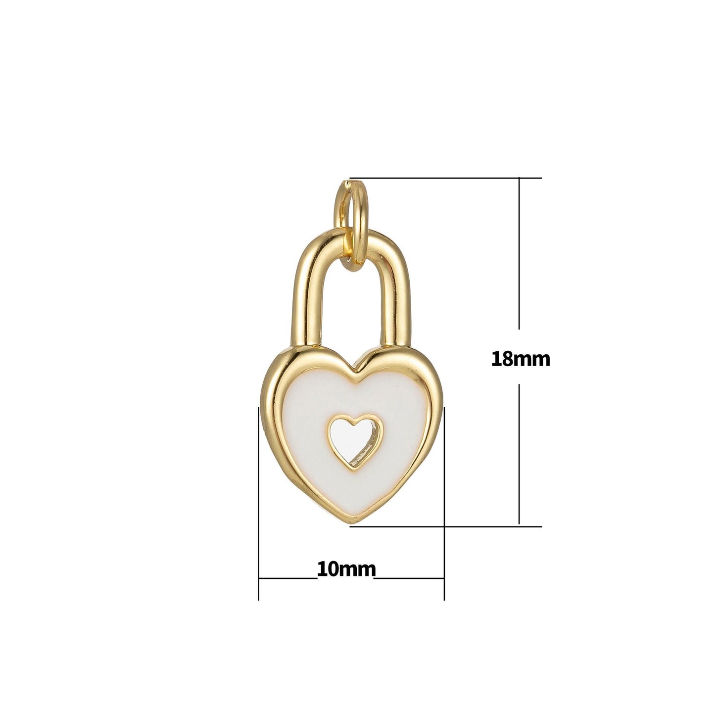 Gold dainty heart padlock charm colorful enamel lock charm for necklace bracelet jewelry making black blue pink green orange purple e800
