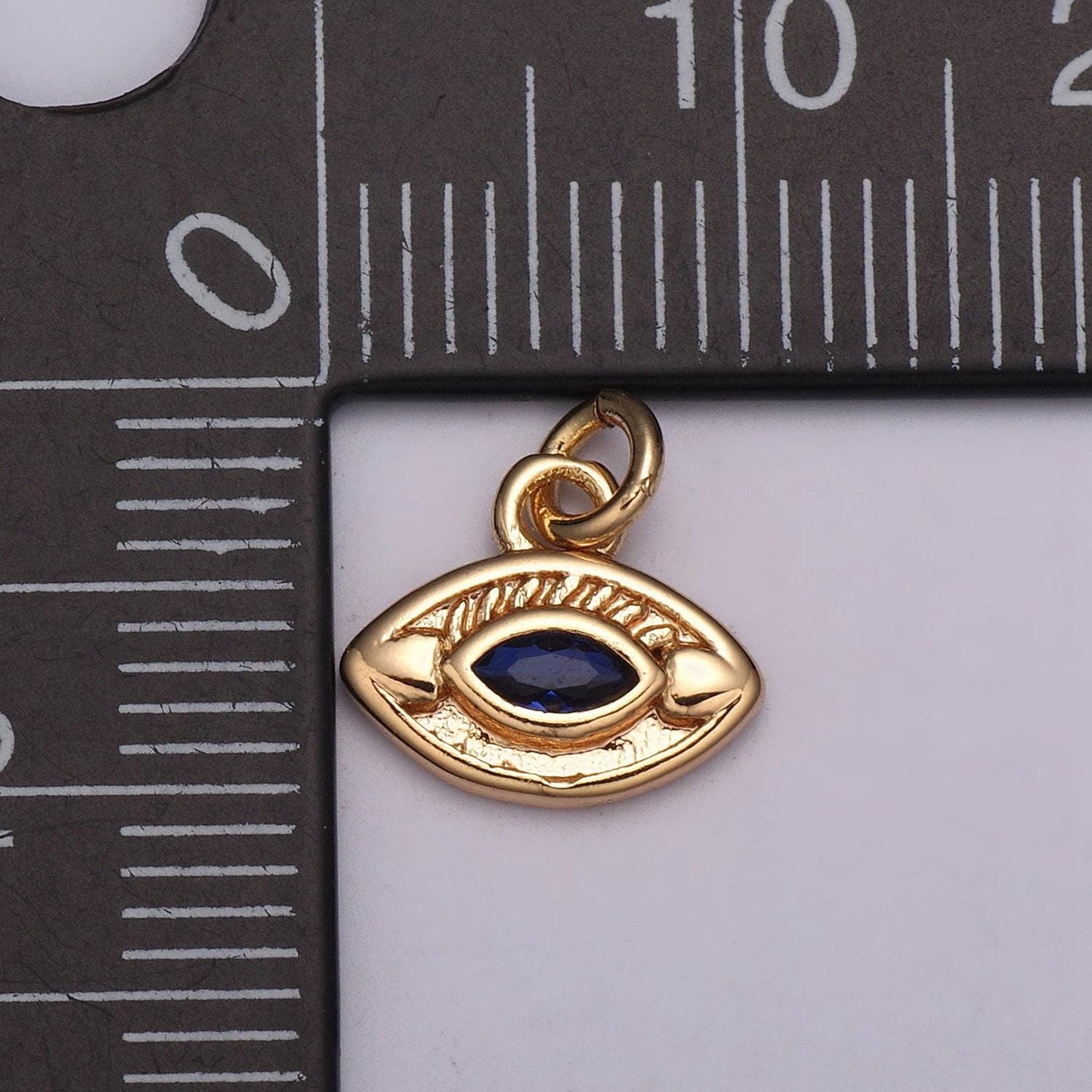 Dainty 18k gold filled evil eye charm round eye medallion disc charm for necklace earring bracelet supply