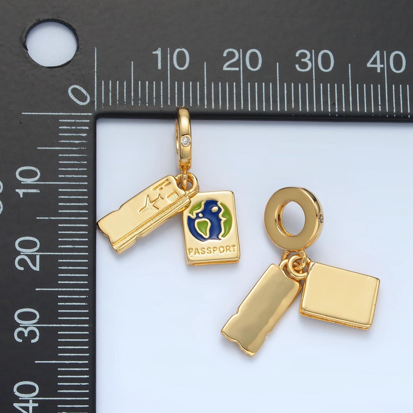 24k gold filled travel passport charm dainty airplane ticket charm adventure for bracelet necklace component e368