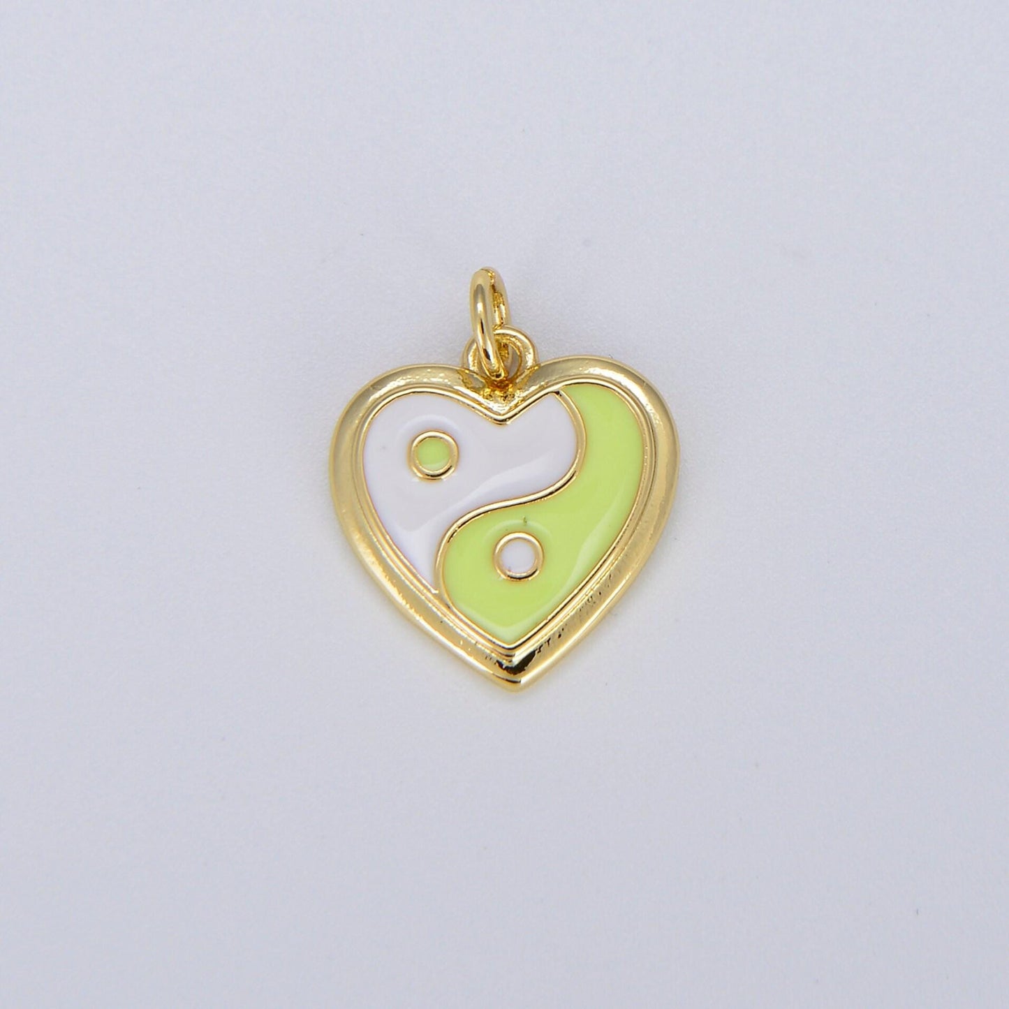 Dainty gold yin yang charm, gold heart charm yin & yang charms for bracelet necklace earring component colorful enamel pendant e297