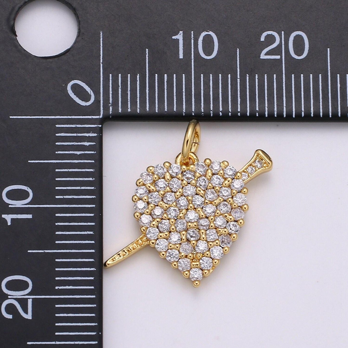 19x21mm 14k gold heart charms, love pendant, dainty heart arrow pendant cubic heart charm for bracelet earring necklace chgf-2105