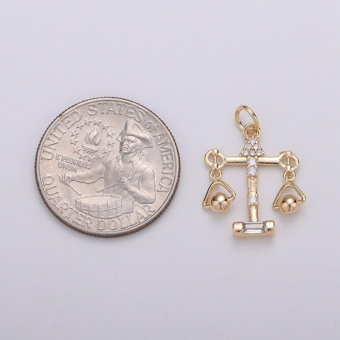 18k gold zodiac sign charm, dainty libra scales sign astrology pendant charm for necklace earring supply