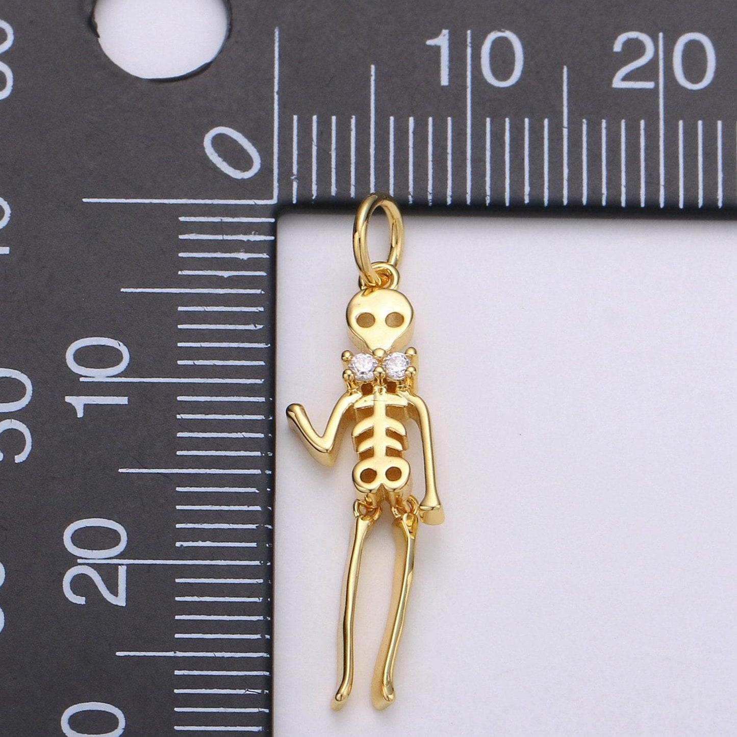 Men boy day of the dead charm - dia de los muertos pendant - miniature skeleton gold skull charm for halloween necklace jewelry supply
